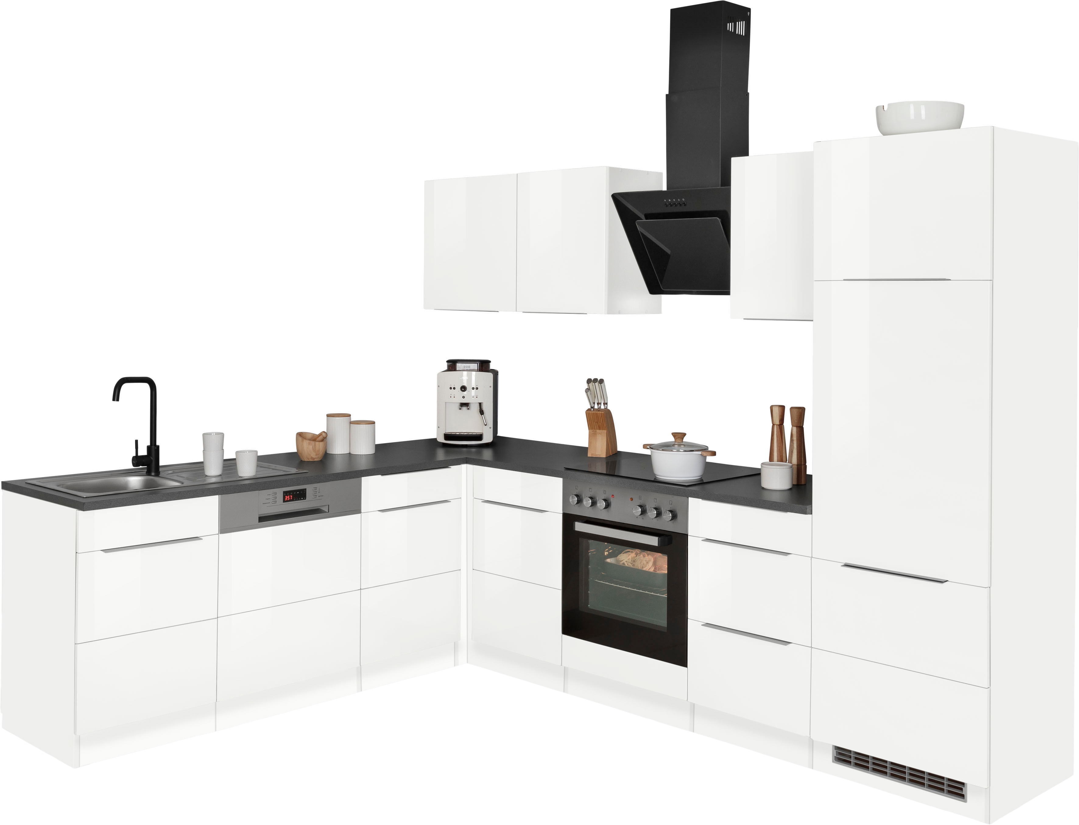 KOCHSTATION "KS-Brindisi" Stellbreite 220/280 cm, wahlweise mit E-Geräten, mit MDF-Fronten