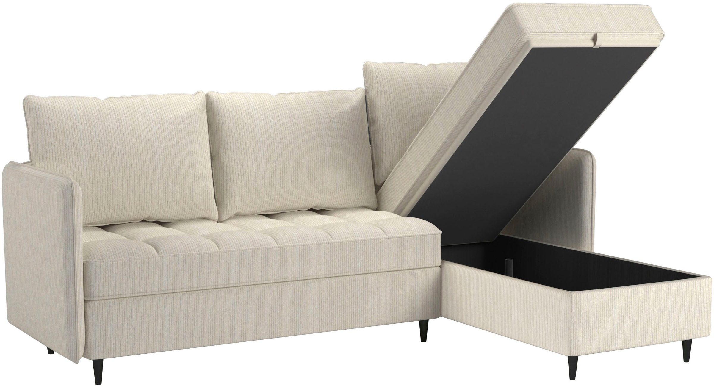 Dorel Home Ecksofa »LINDHUS, L-Form, 4 verschiedene Stellvarianten, Lounge-Sofa,«, Wohnlandschaft, mit Recamiere, großer Bettkasten, Cord, Chenille
