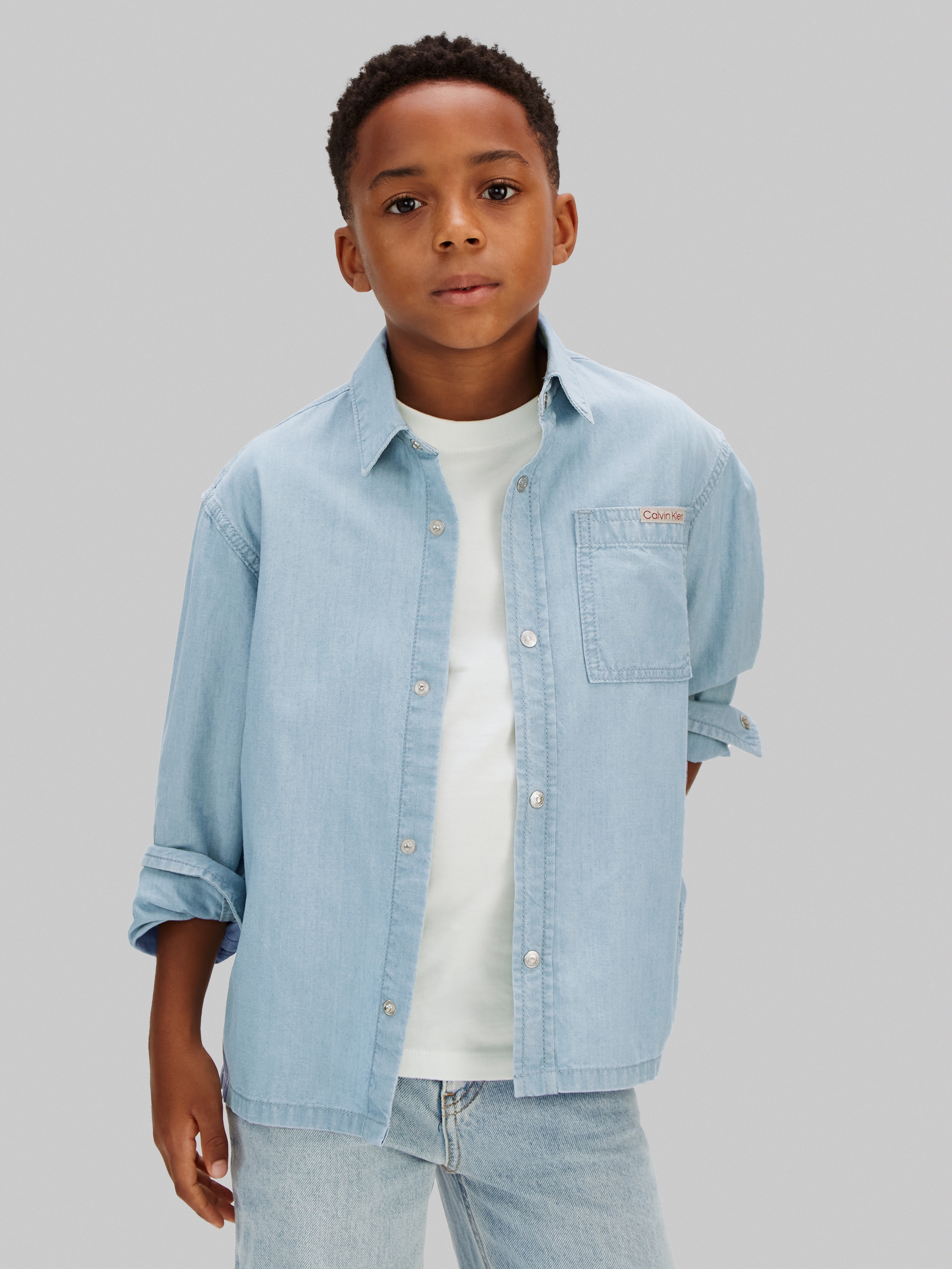 Calvin Klein Jeans Jeanshemd "CHAMBRAY WOVEN" Regular fit für Kinder mit Brusttasche