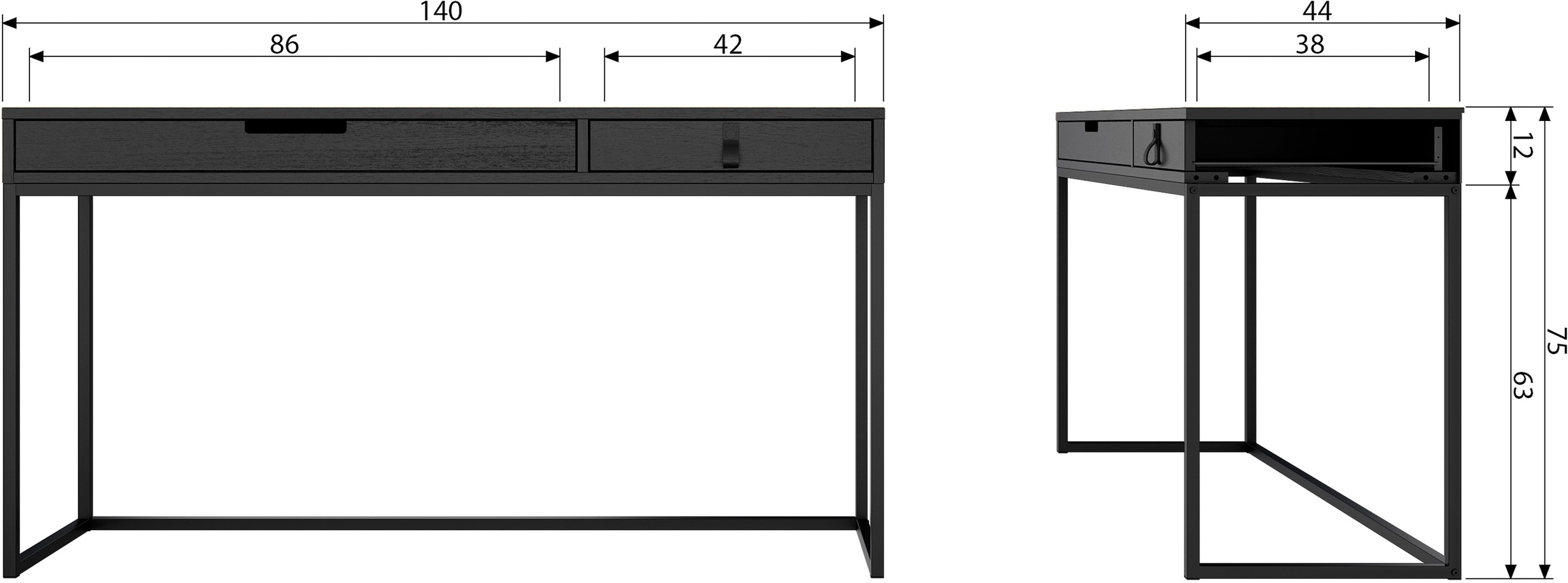 WOOOD Schreibtisch »Silas«, H 75 cm x B 140 cm x T 44 cm