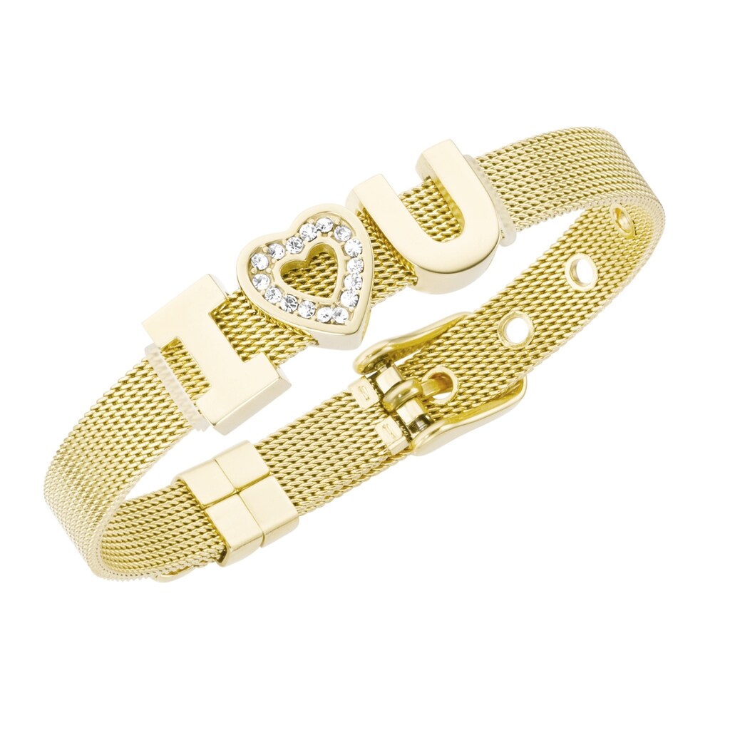 Jacques Charrel Armband »Milanaise mit Kristallsteinen I Love You«