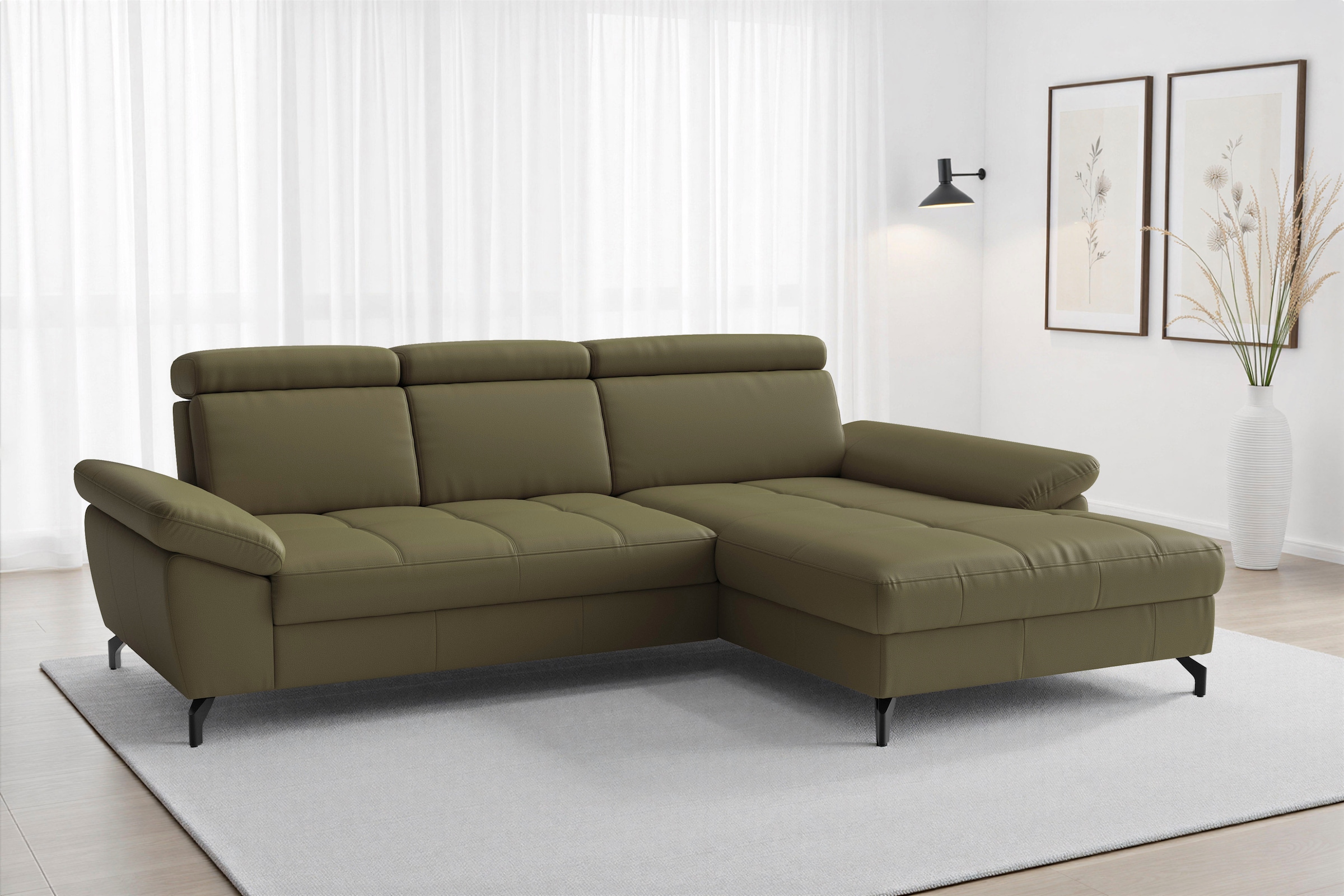 sit&more "Vanity L-Form, Leder, B: 264 cm, mit Sitz-, Kopf u. Armteilverstellung" Couch optional mit Schlaffunktion & Bettkasten, in Leder