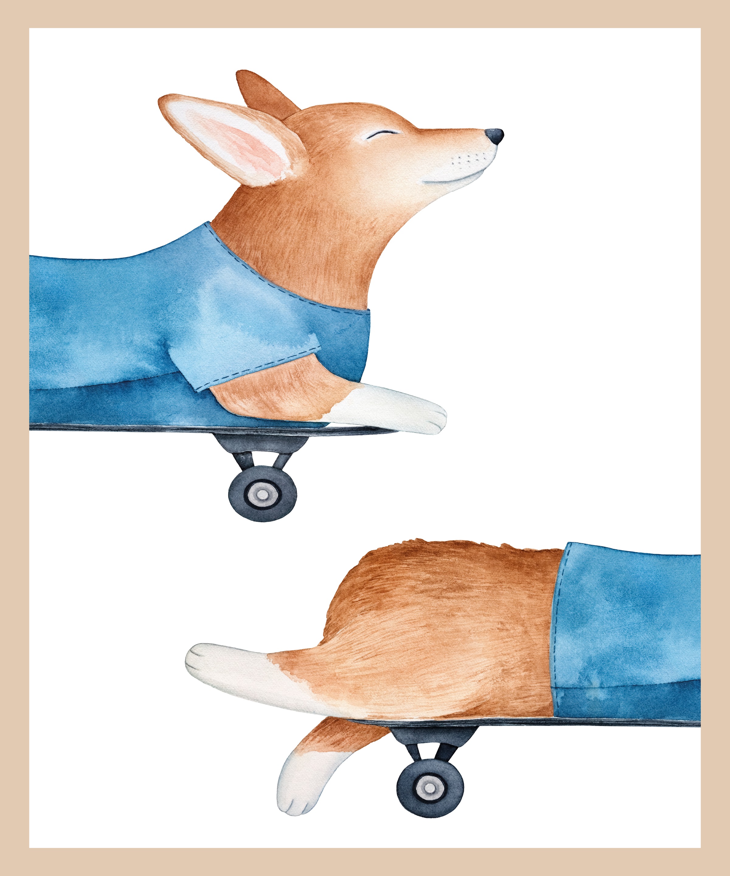 Lüttenhütt Bild mit Rahmen "oder Poster, Hund auf Skateboard", Fahrzeuge-Fa günstig online kaufen