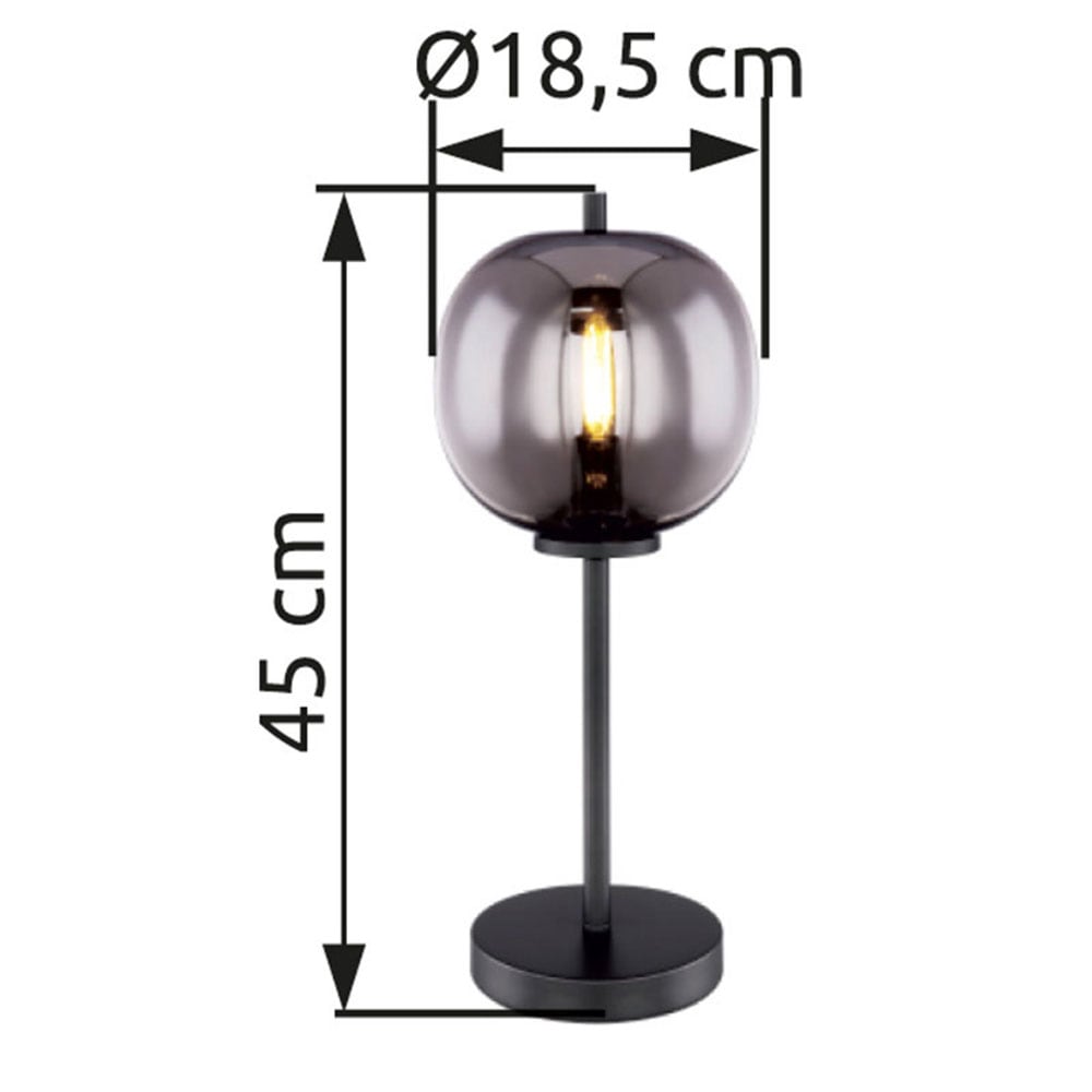 GLOBO LIGHTING Tischleuchte »BLACKY«, Leuchtmittel E14 | ohne Leuchtmittel, Tischlampe/Metall schwarz/Glas/Wohnzimmer/Schlafzimmer