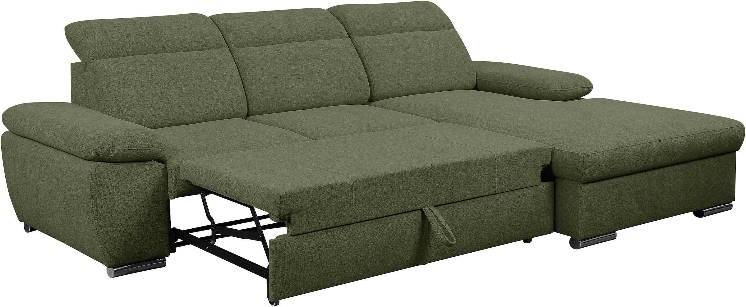 WERK2 Ecksofa »Palma modernes Schlafsofa mit Bettkasten, L-Form, B/T 282/185 cm« Kopfteile verstellbar