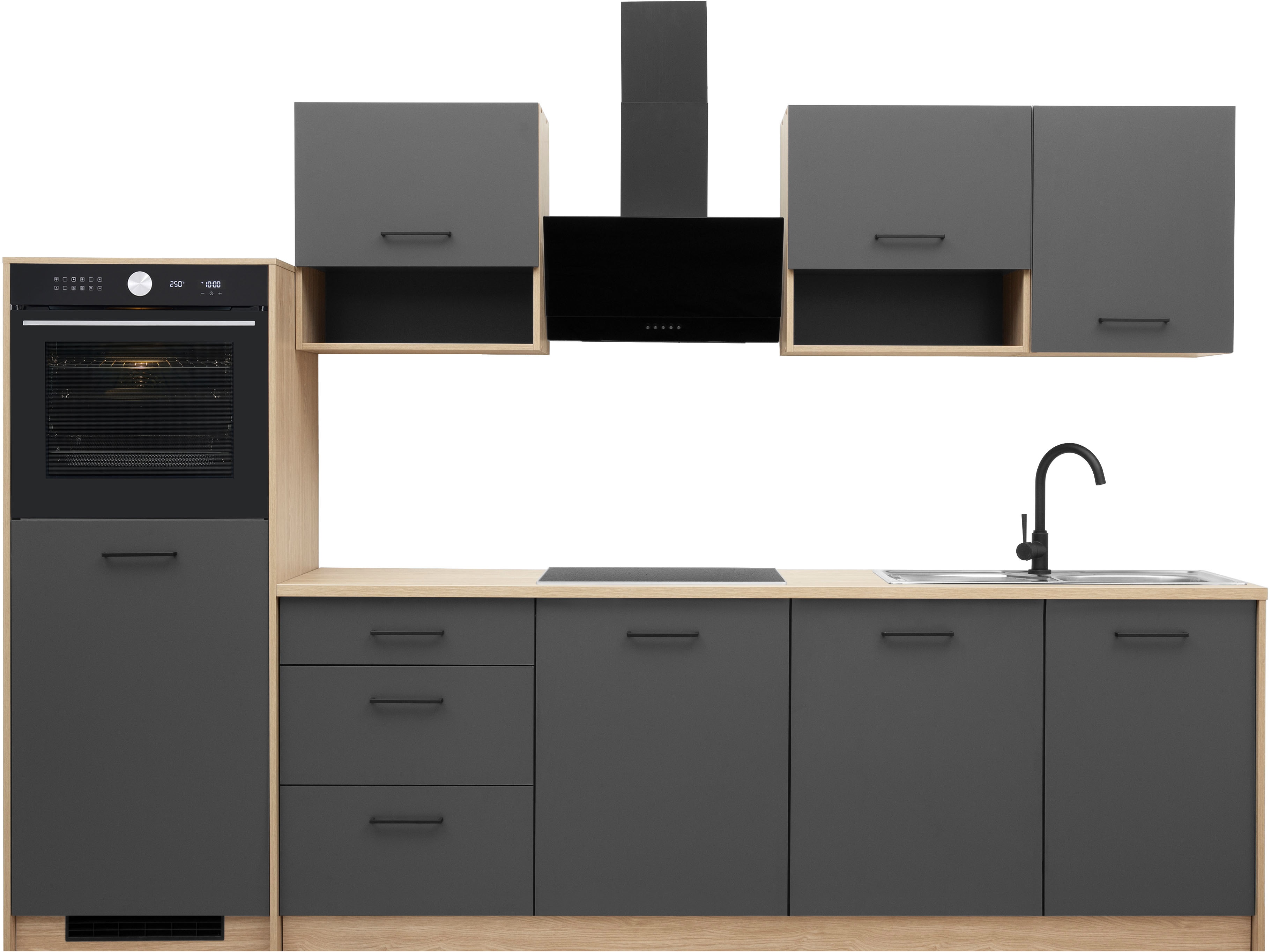 KOCHSTATION Küchenzeile "KS-Kolari, Küchenblock Made in Germany" Breite 290 cm, wahlweise mit Hanseatic-E-Geräten