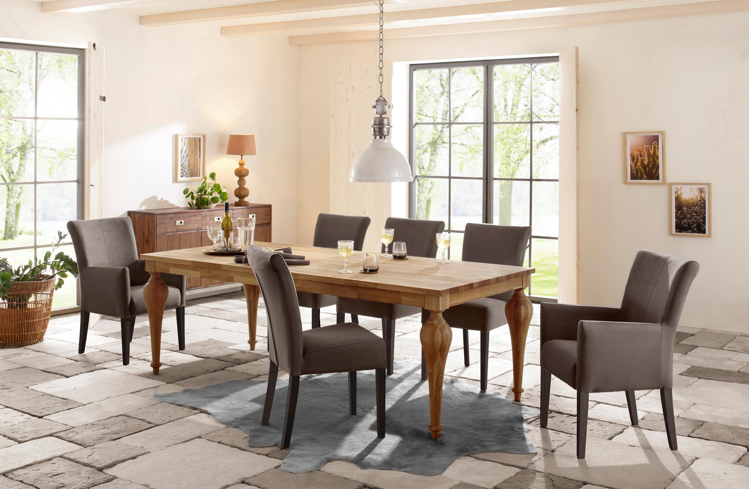 Home affaire Esszimmerstuhl »King«, Luxus-Microfaser, Polsterstuhl, Armlehnstuhl, Gestell Massivholz