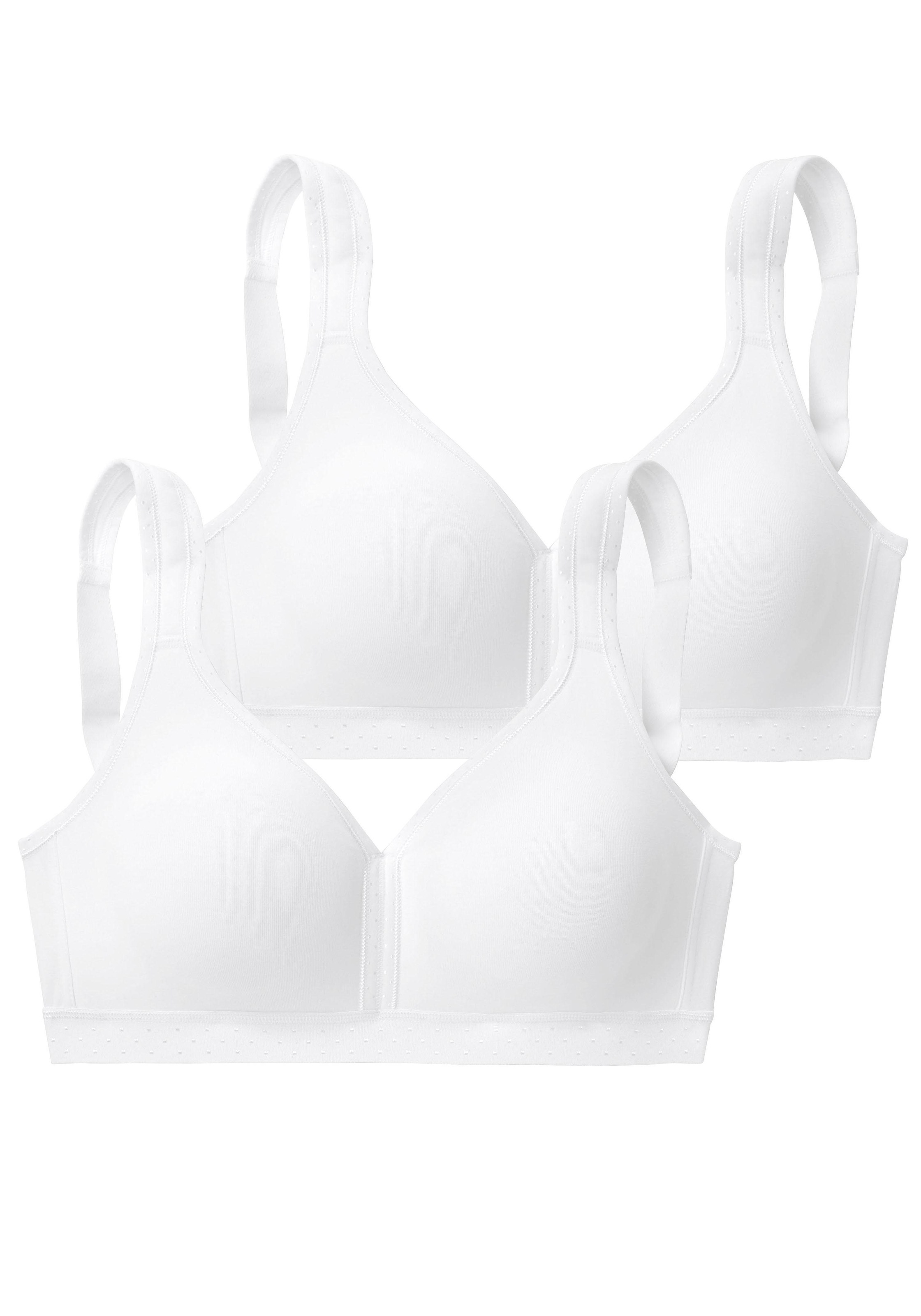 Damen Entlastungs-BH "BH ohne Bügel, Baumwoll-BH, Soft-BH", PETITE FLEUR BY LASCANA, Gr. 75, weiß, Jersey, Obermaterial: 90% Baumwolle, 10% Elasthan,