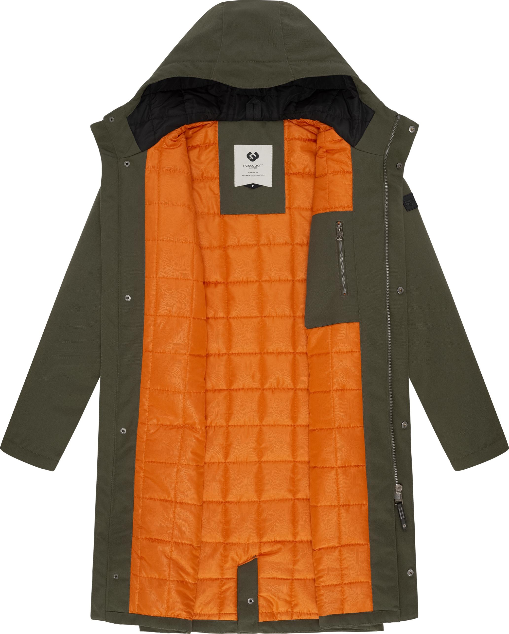 Ragwear Wintermantel »Mr Them Long«, lange wasserdichte Herren Winterjacke mit Kapuze