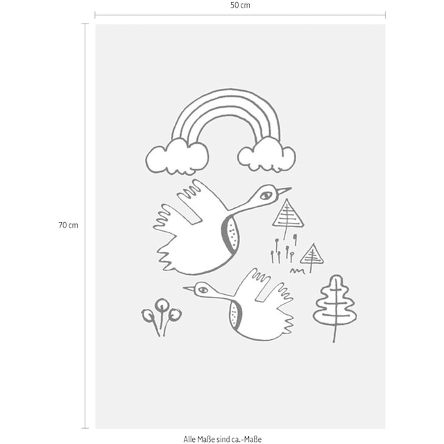 Komar Poster »Scribble Birdy«, Tiere, (Packung, 1 St.), Kinderzimmer,  Schlafzimmer, Wohnzimmer | BAUR