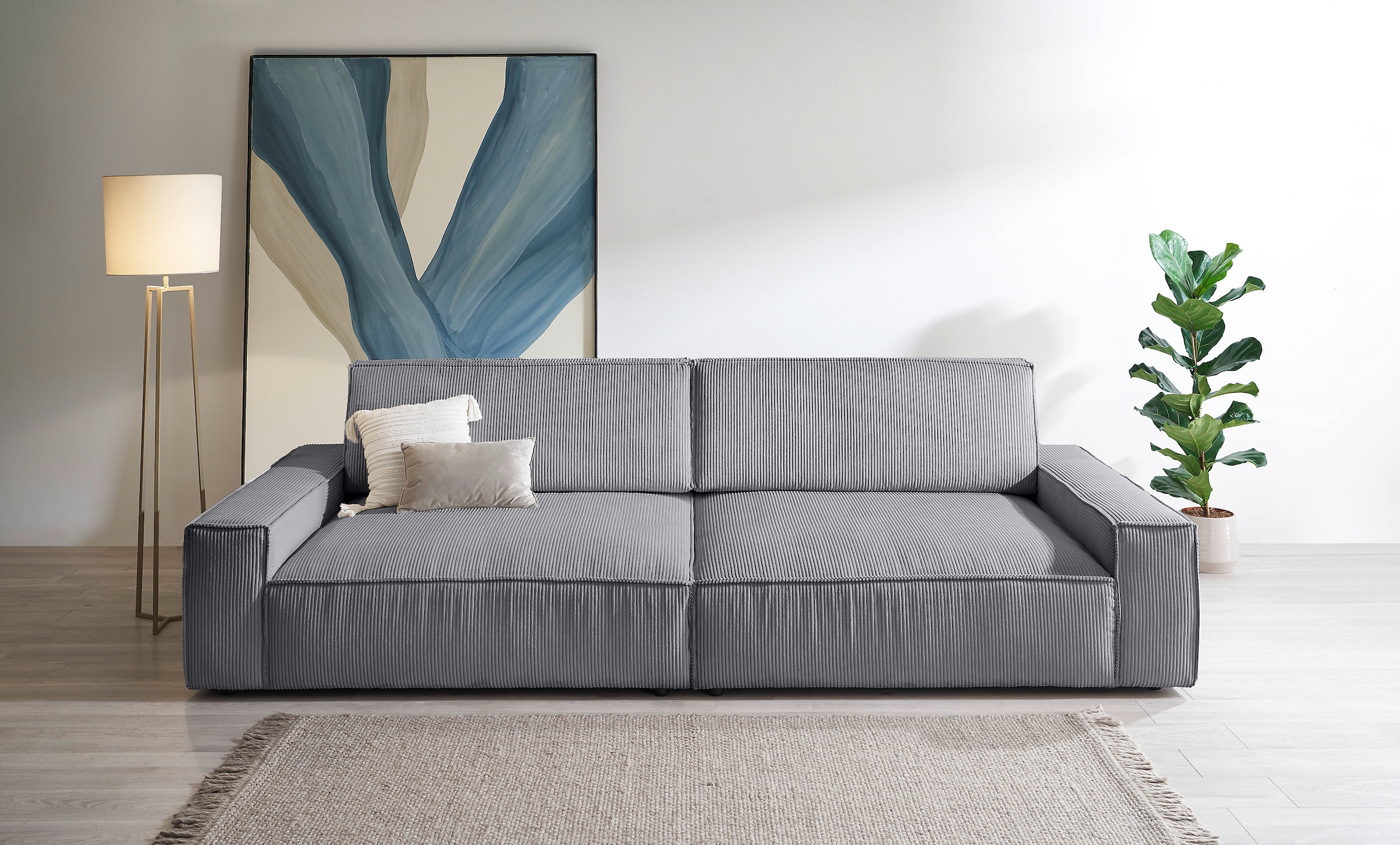 Home affaire Big-Sofa »NEU: SHERWOOD XXL, Big-Sofa (316cm), extra tiefe Sitzfläche 95 cm«, bequemer Sitzkomfort, Cord u. Leinenoptik, Kedernaht