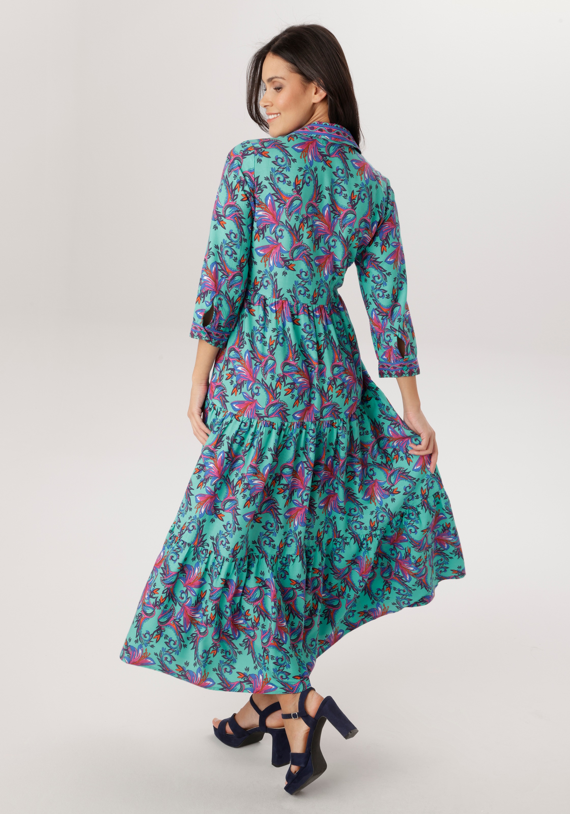 Aniston SELECTED Maxikleid in fantasievoller Ranken- und Blütendruck - NEUE günstig online kaufen