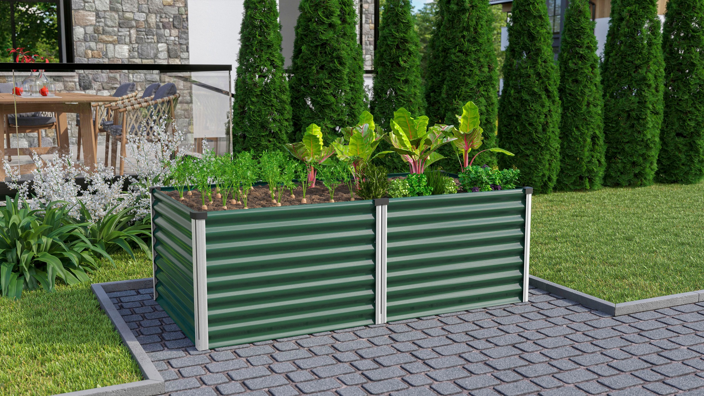 Vitavia Hochbeet »Meta 630« BxTxH: 96x188x63 cm, seegras/alu