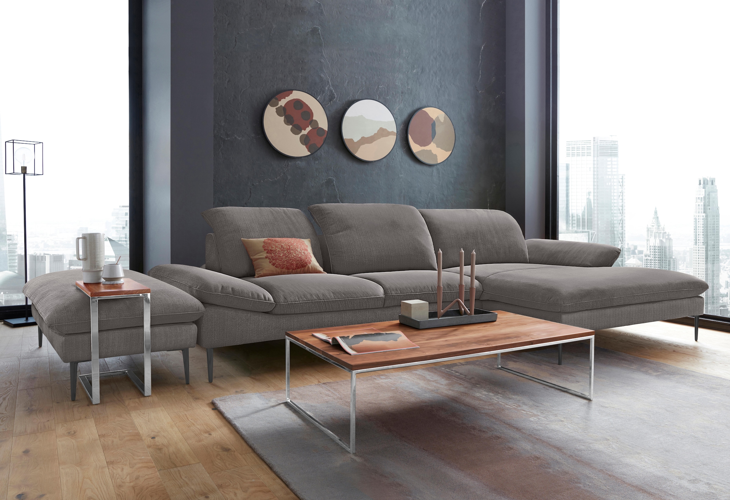 W.SCHILLIG Ecksofa »enjoy&MORE, Designsofa, bequem, zeitlos und elegant, L-Form«, Sitztiefenverstellung, Füße schwarz pulverbeschichtet, Breite 340 cm