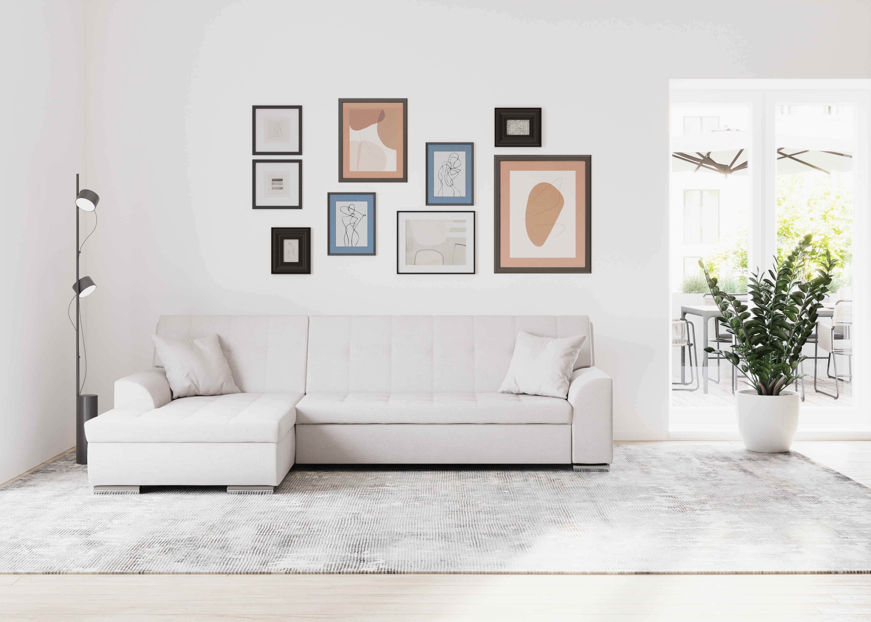 DOMO collection Ecksofa "TREVISO viele Bezüge, auch in Cord, L-Form, 267x178 cm" wahlw. mit Bettfunktion, inkl. Zierkissen, Unser Dauertiefpreis