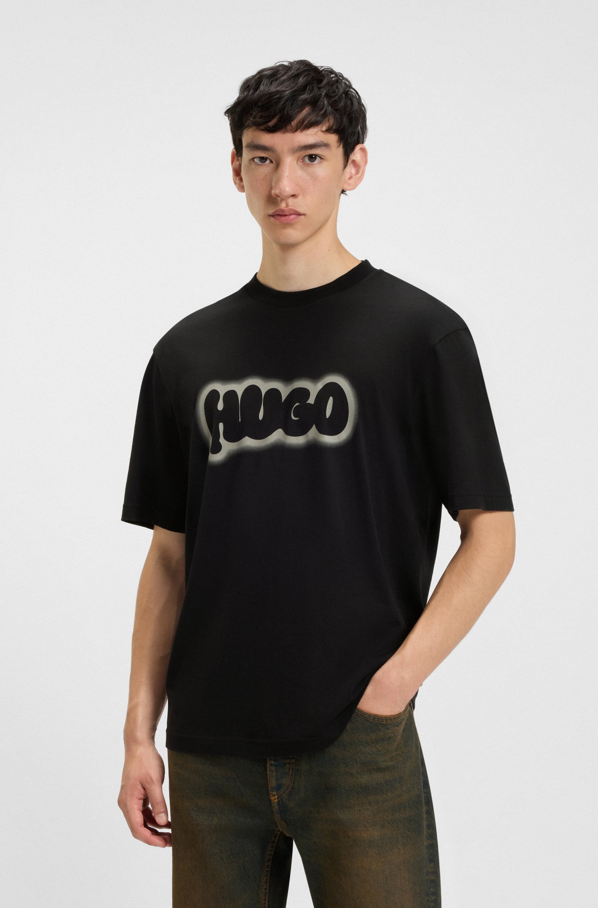 HUGO Blue T-Shirt "Nulibax", Rundhalsausschnitt, regular fit, Logoprint günstig online kaufen
