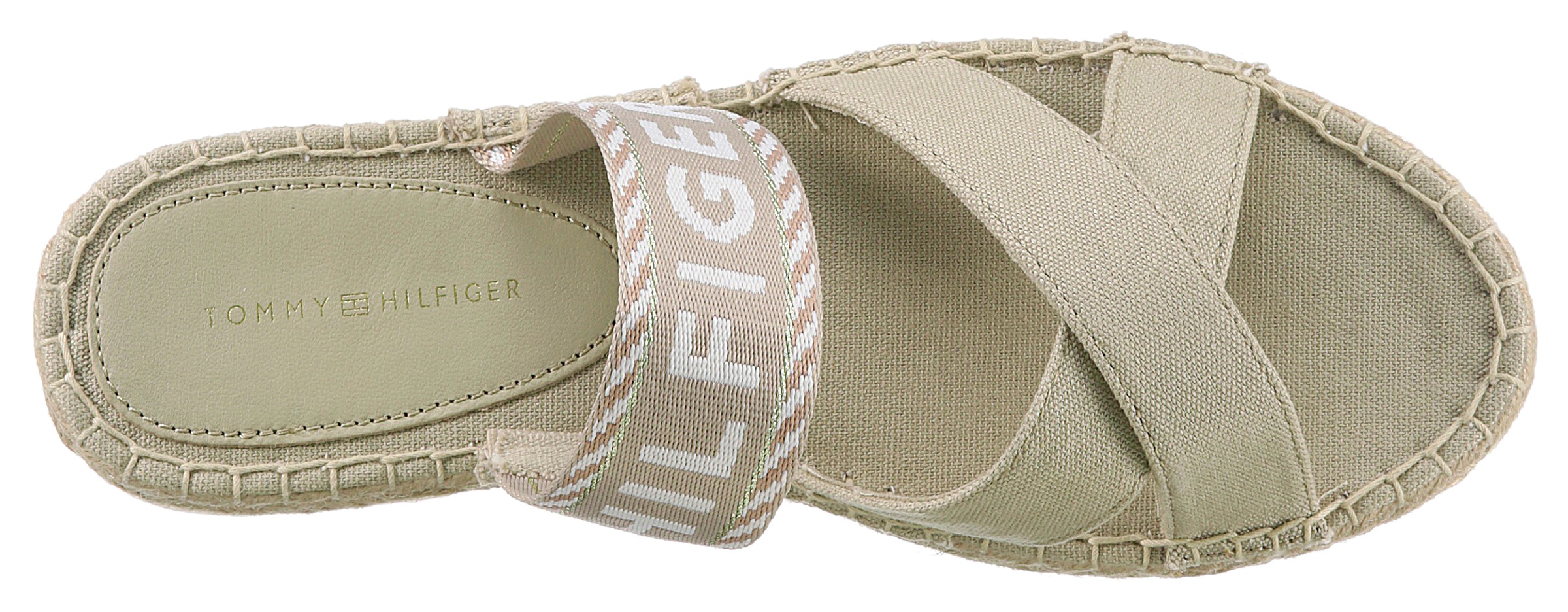 Tommy Hilfiger Pantolette »SEASONAL WEBBING SANDAL« mit Bastbezug TX9630