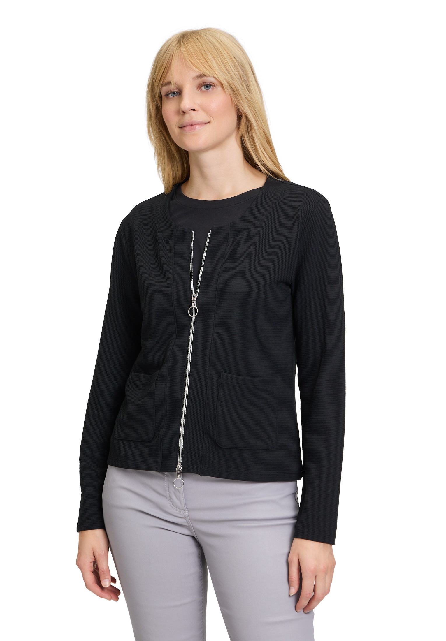 Betty Barclay Sweatjacke "Betty Barclay Shirtjacke mit Struktur", Taschen