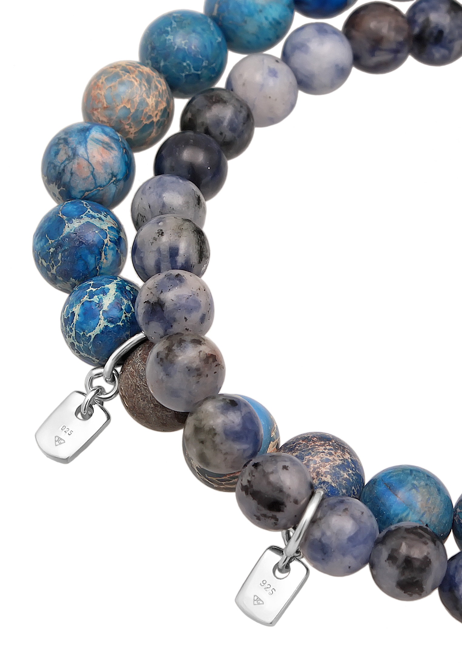 Kuzzoi Armkette »Armband Set aus Achat Edelstein Perlen Beads in 925 Silber«