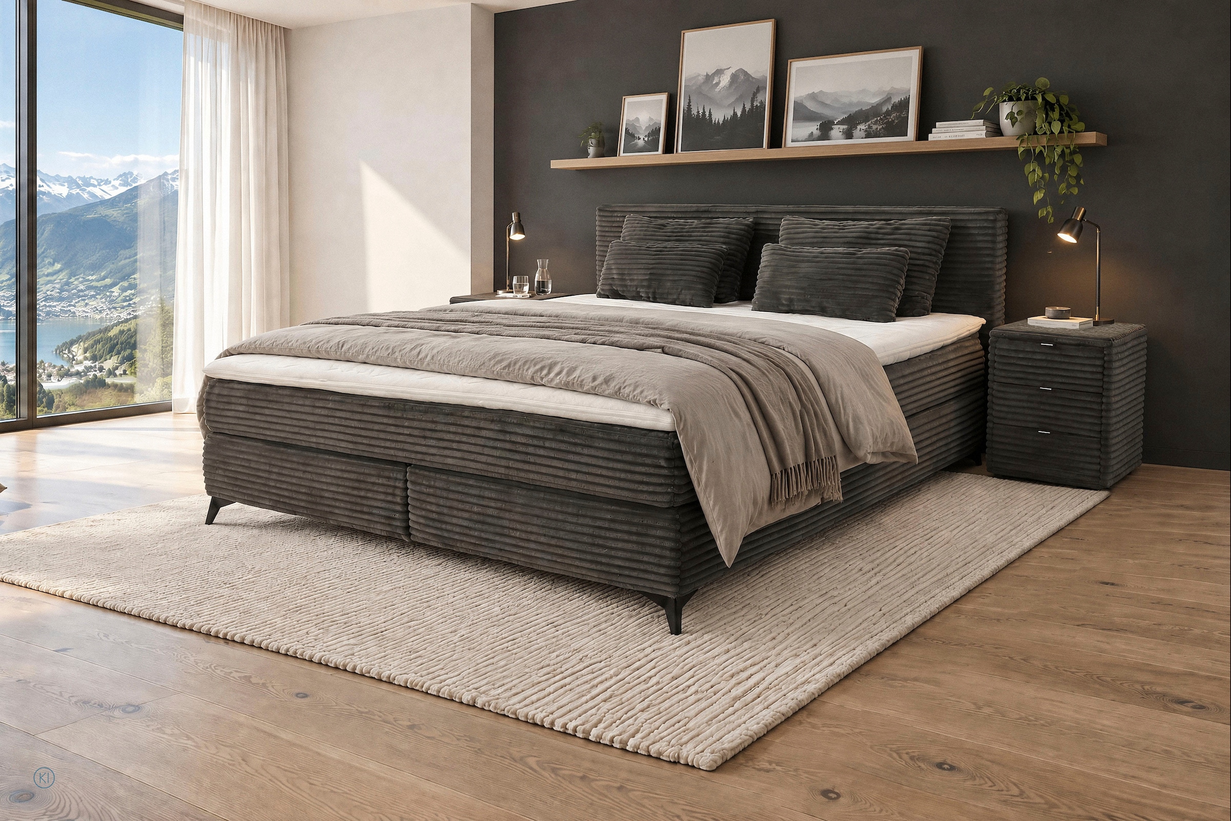 Jockenhöfer Gruppe Boxspringbett "PAULINA inkl. Bonnell- oder Tonnentaschenfederkernmatratze H2-H4" mit 6cm PUR- oder Kaltschaumtopper, 140x200 cm / 180x200cm