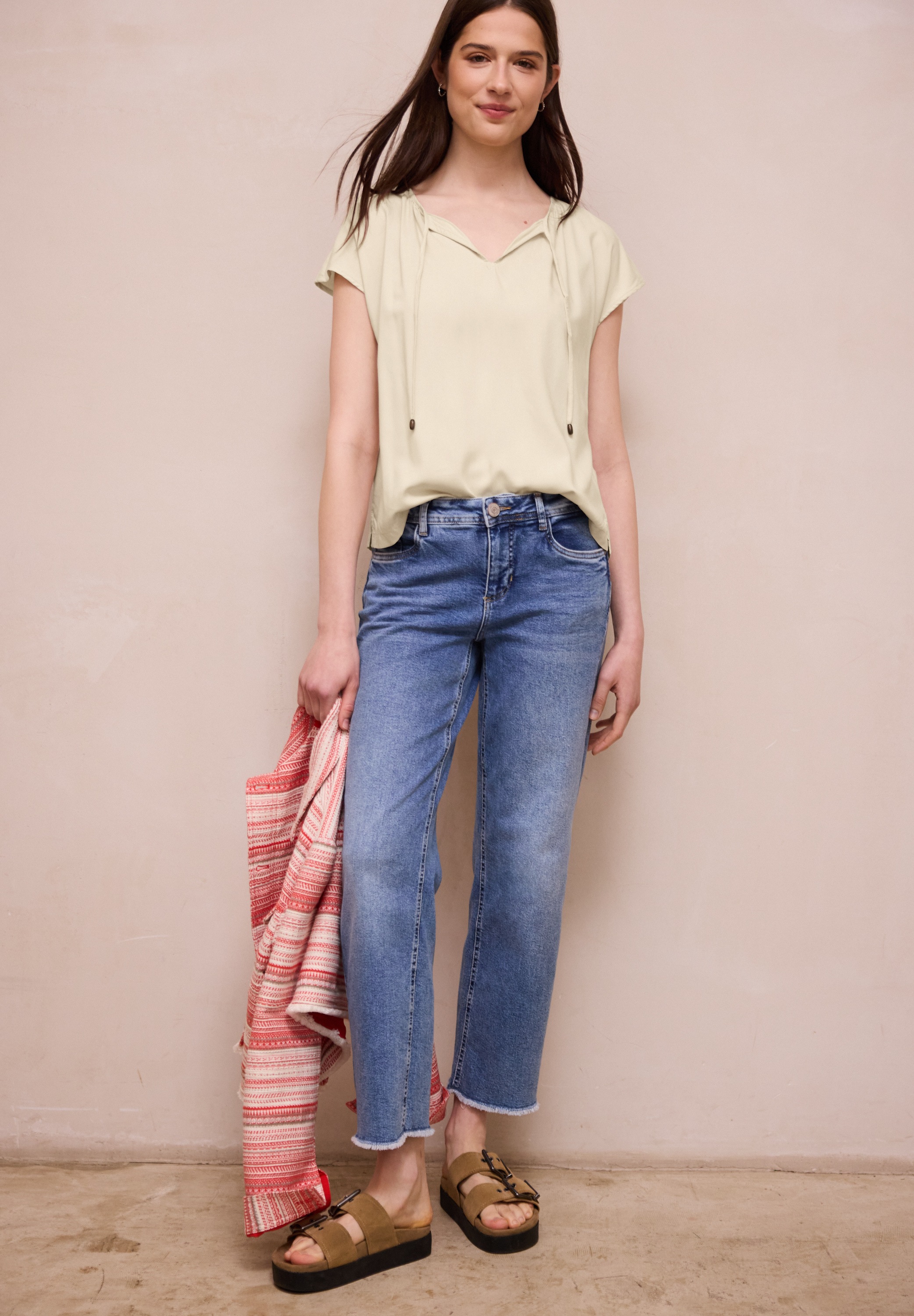 STREET ONE STUDIO Kurzarmbluse aus softer Viskose