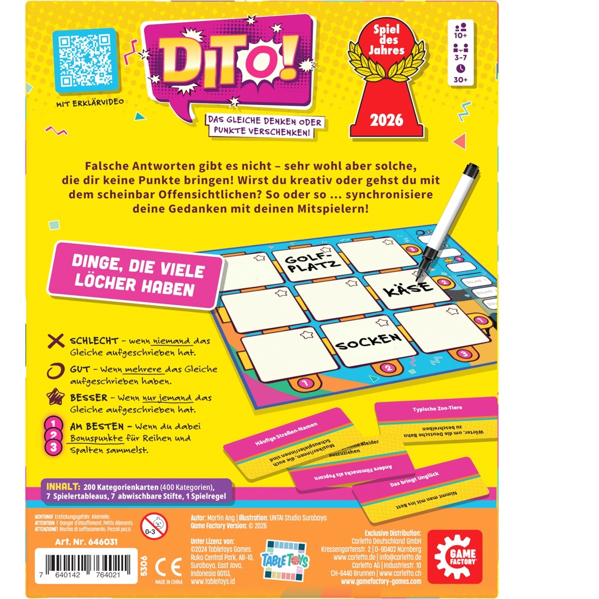 Game Factory Spiel »Dito!« Spiel des Jahres 2026