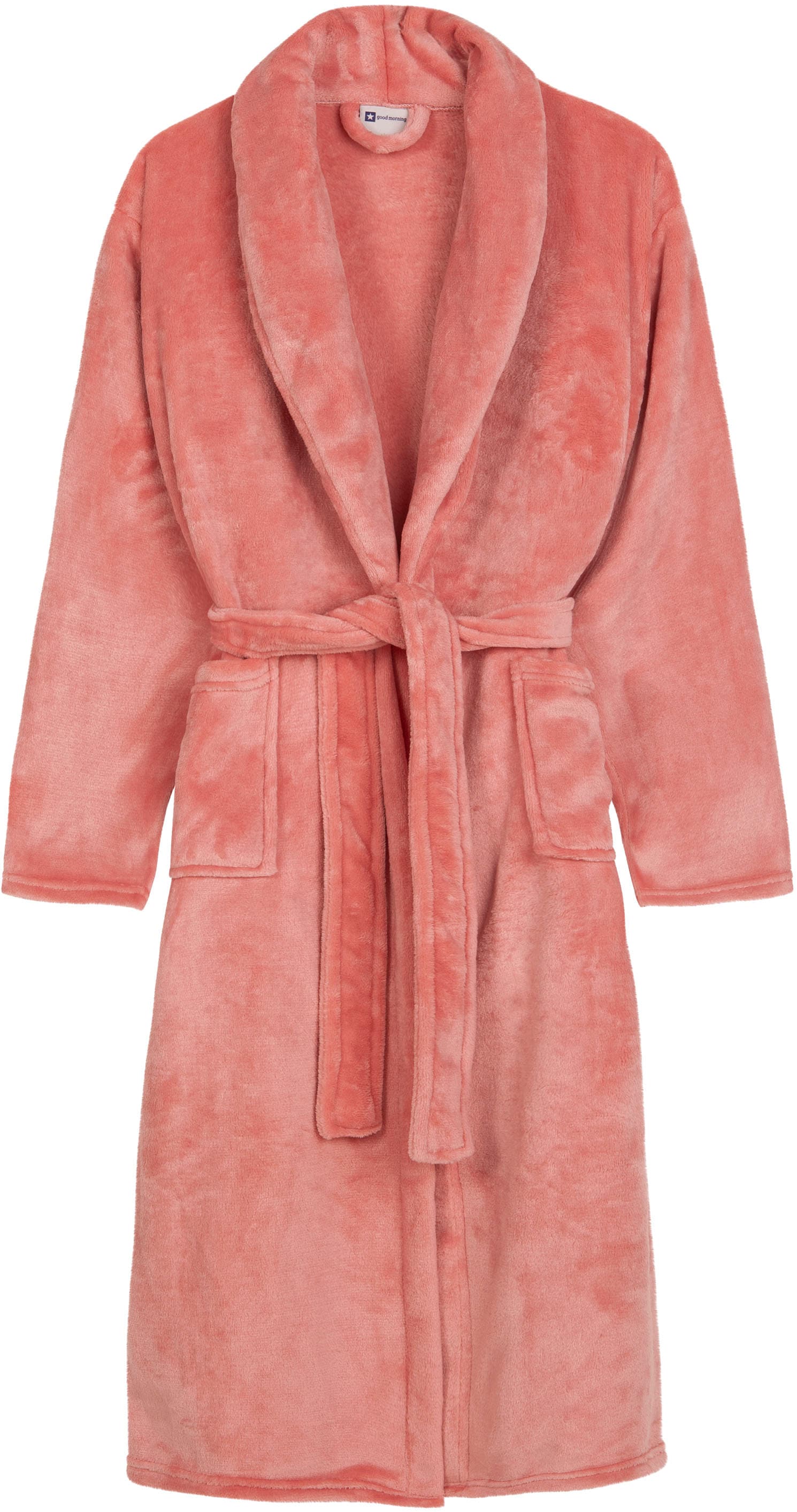 good morning Bademantel »Good morning Bathrobe uni«, (Packung, 1 St., 1x Bademantel), Schalkragen, Gürtel, Taschen, Damen & Herren, Velours, Glanz