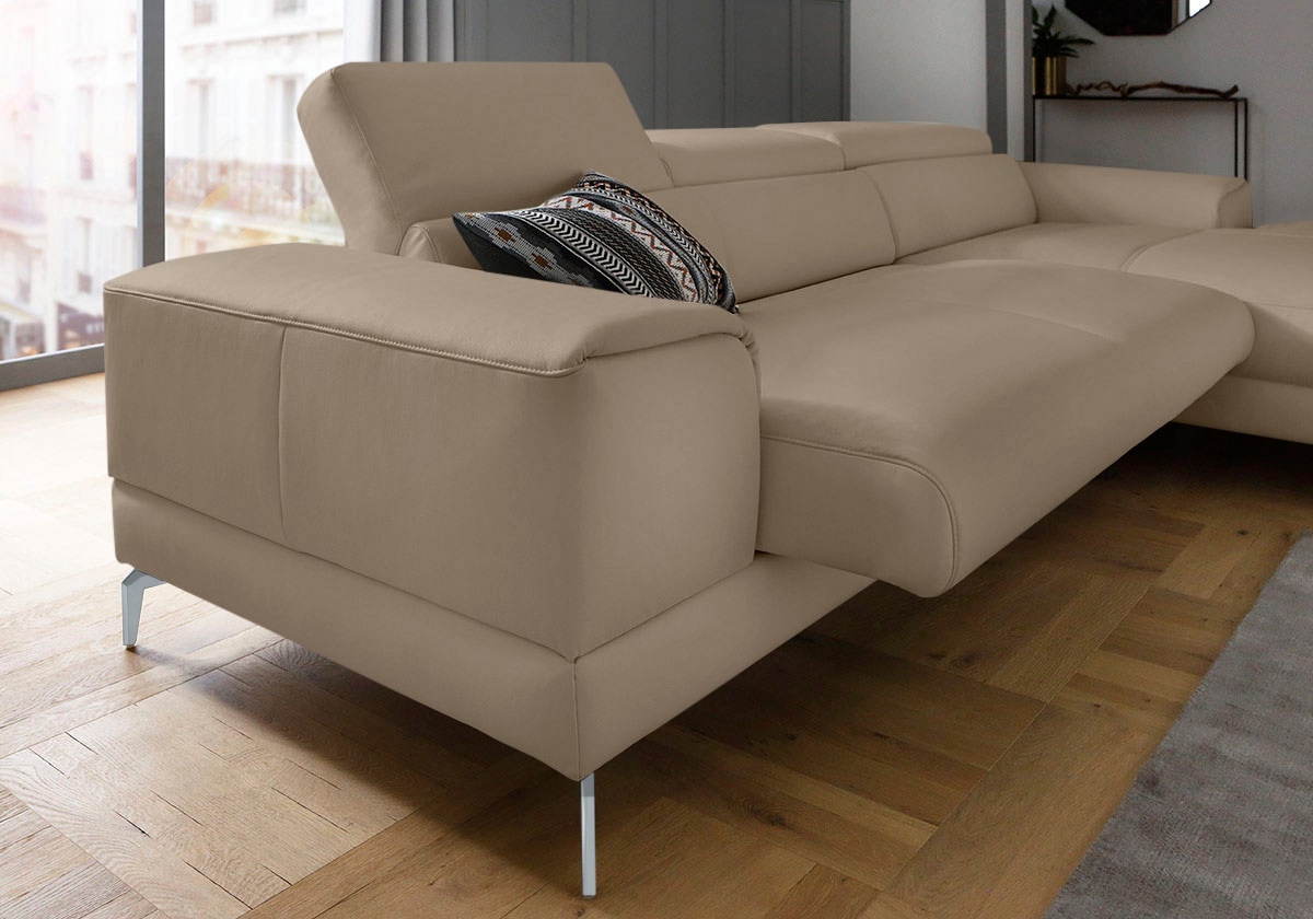 W.SCHILLIG Ecksofa »piedroo, Designsofa mit tollem Sitzkomfort, bequem und elegant, L-Form«, Kopfteilverstellung, wahlweise mit Sitztiefenverstellung, Breite 303cm