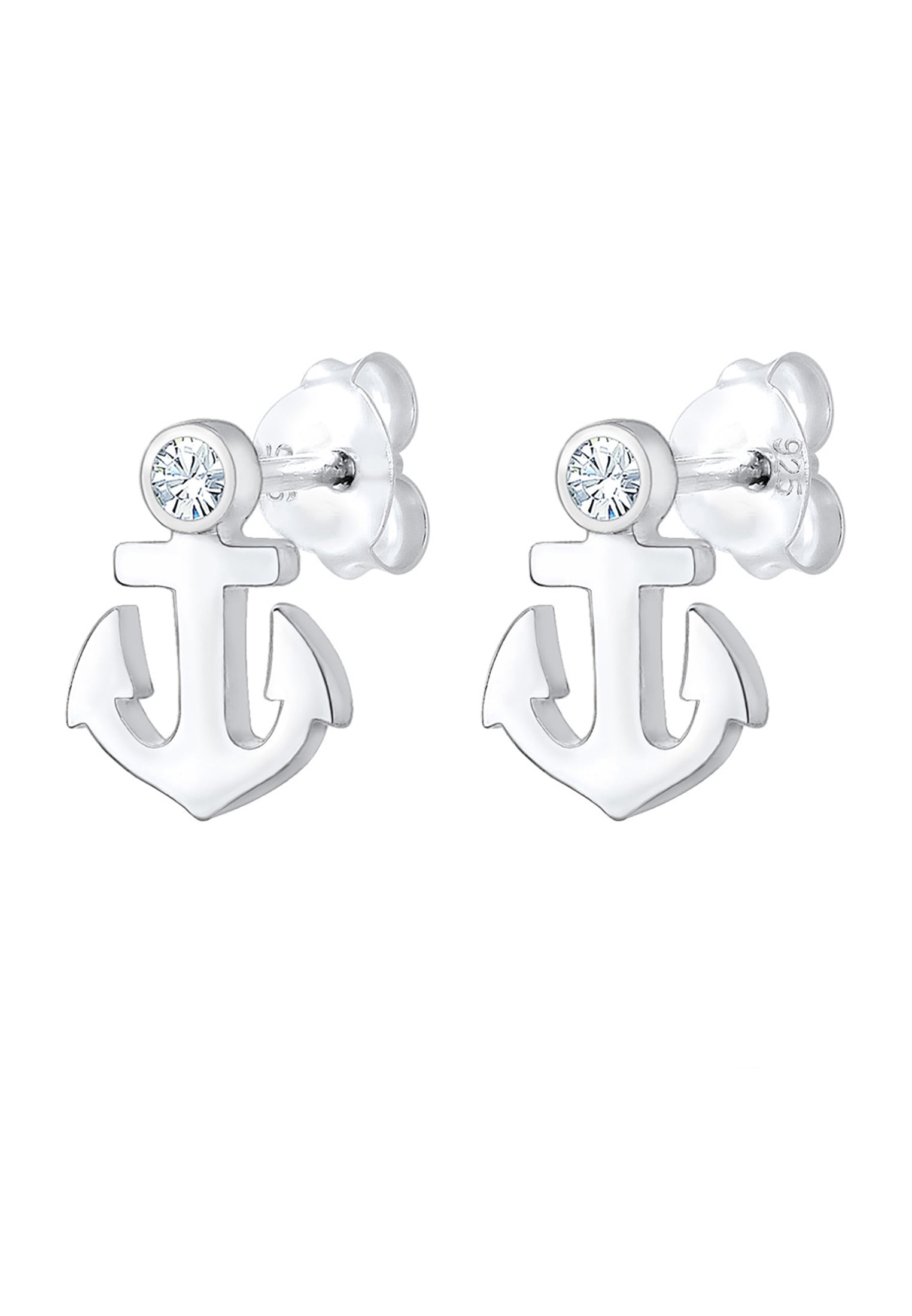 Elli Paar Ohrstecker »Ohrstecker Anker Glas Kristalle Weiß 925 Sterling Silber«