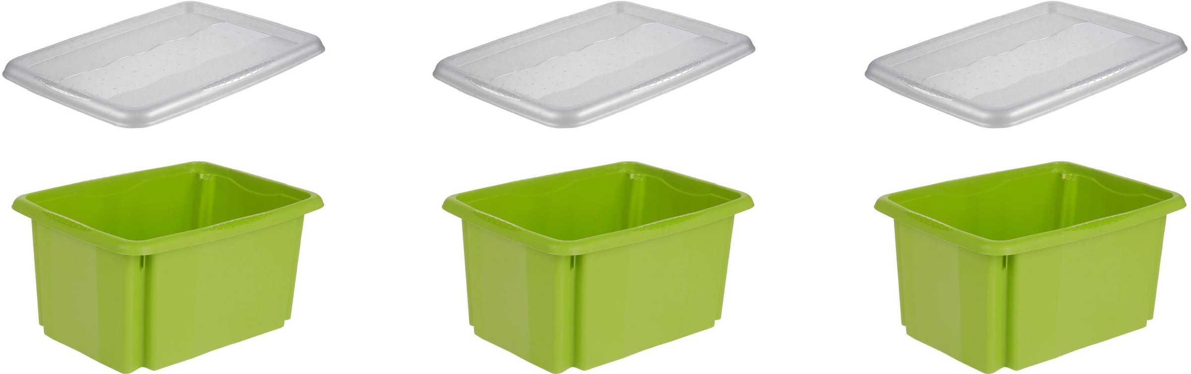 keeeper Organizer »emil«, (Set, 3 St.), Aufbewahrungsbox, 15 L, mit Deckel, hochwertiger Kunststoff