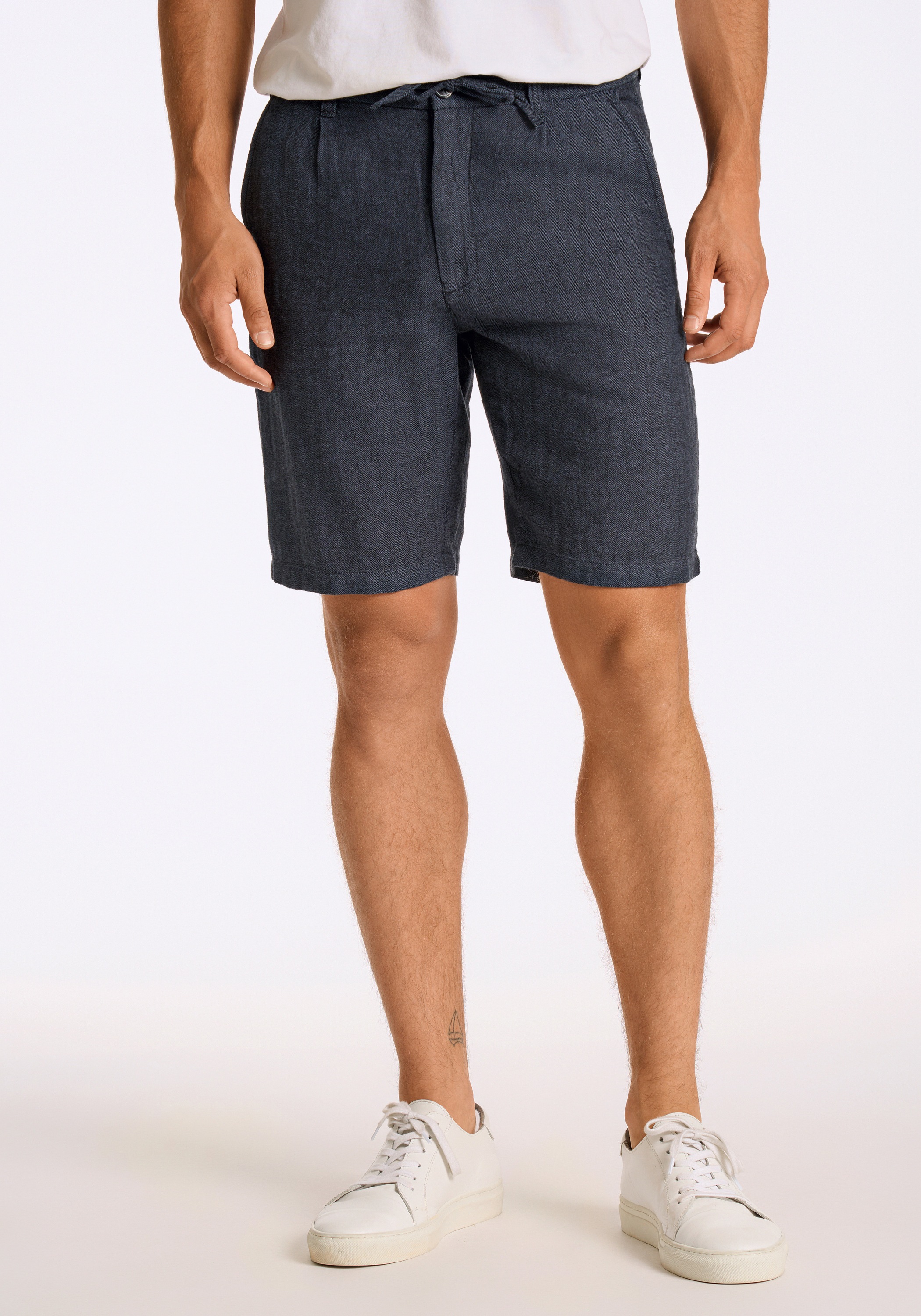 Shorts LINDBERGH "Leinenshorts Relaxed Fit", Herren, Gr. 3XL, blau (navy), Obermaterial: 55% Baumwolle, 45% Leinen, relaxed fit, Hosen Shorts