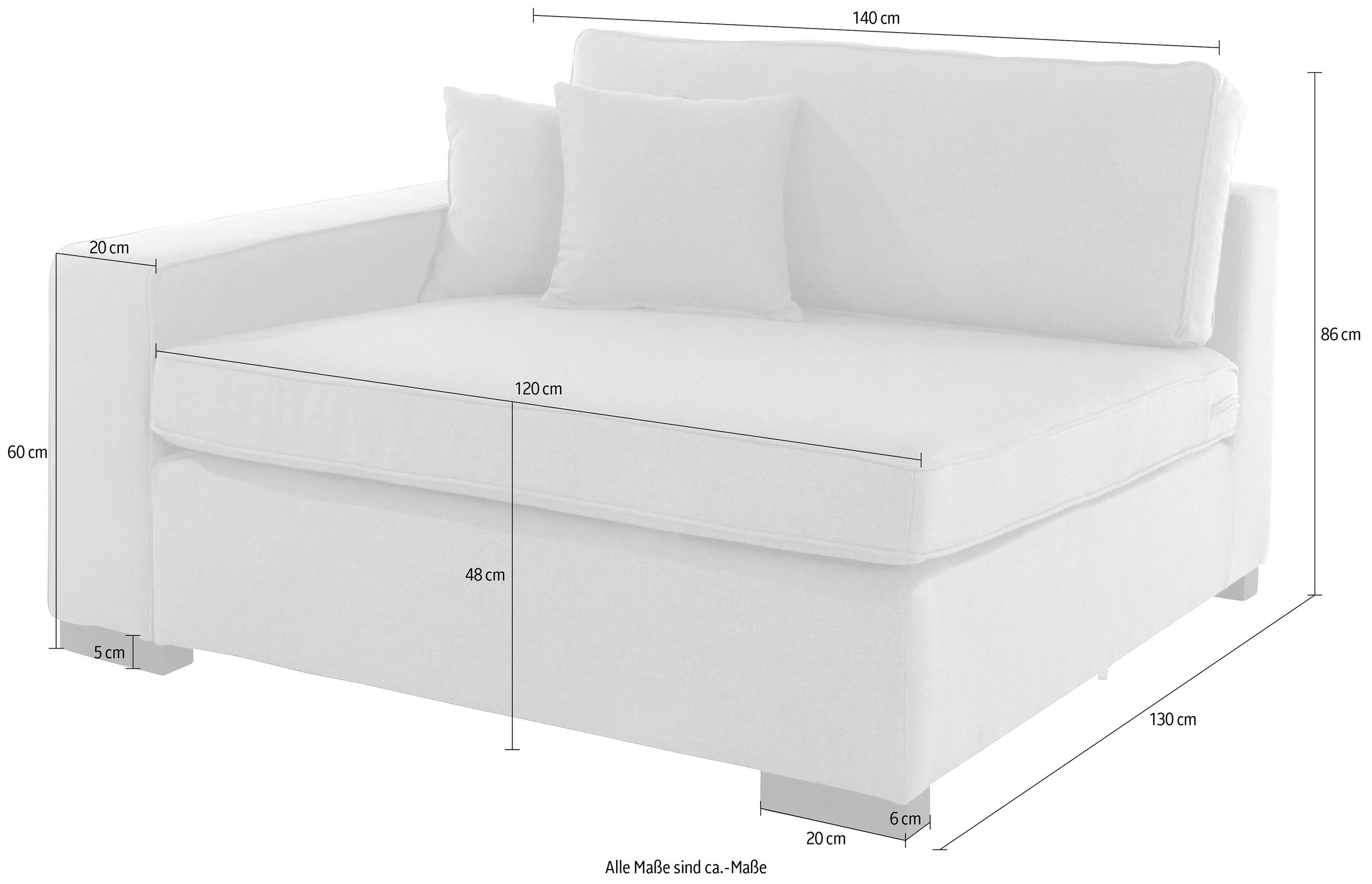 Home affaire Sofaelement »Skara XXL«, Modul XXL - zum eigenen Zusammenstellen, Armlehne links/rechts wählbar