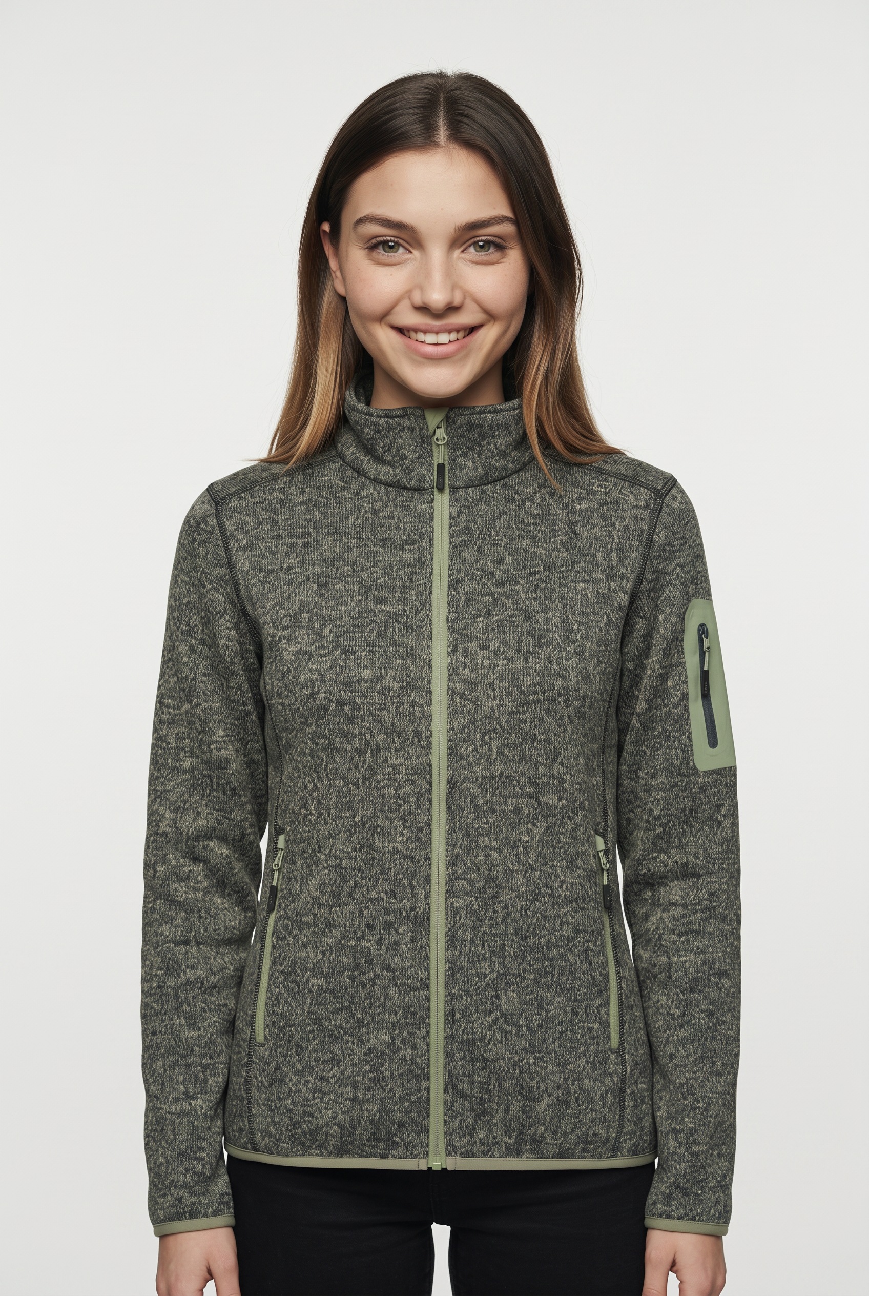 CMP Strickfleecejacke "KNITTED MELANGE FLEECE WOMAN JACKET" mit Reißverschluss, wasserabweisend, windabweisend, wärmeisolierend