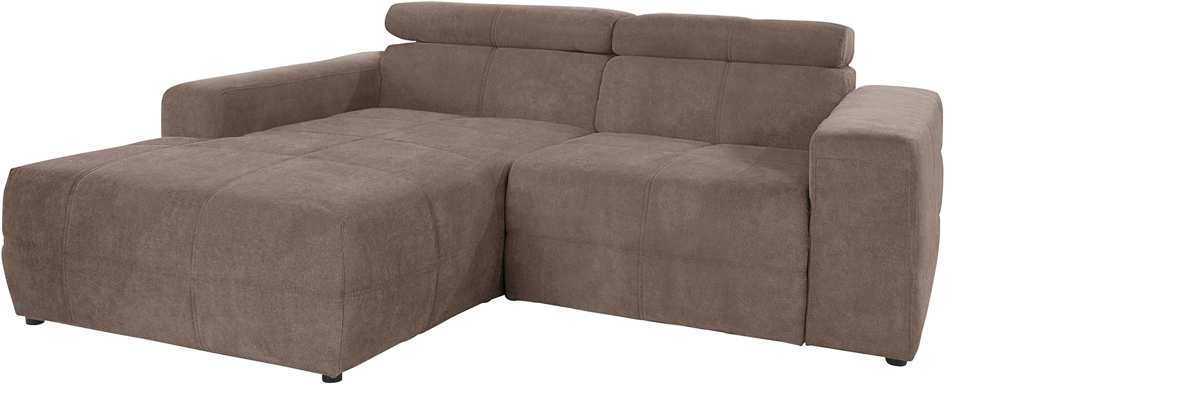 DOMO collection Ecksofa »Brandon Sitzbelastung 140 kg, kleine Ausführung B/T/H: 214/100/80 cm«, Mit Kopfteilverstellung, auch in Leder und Cord, L-Form
