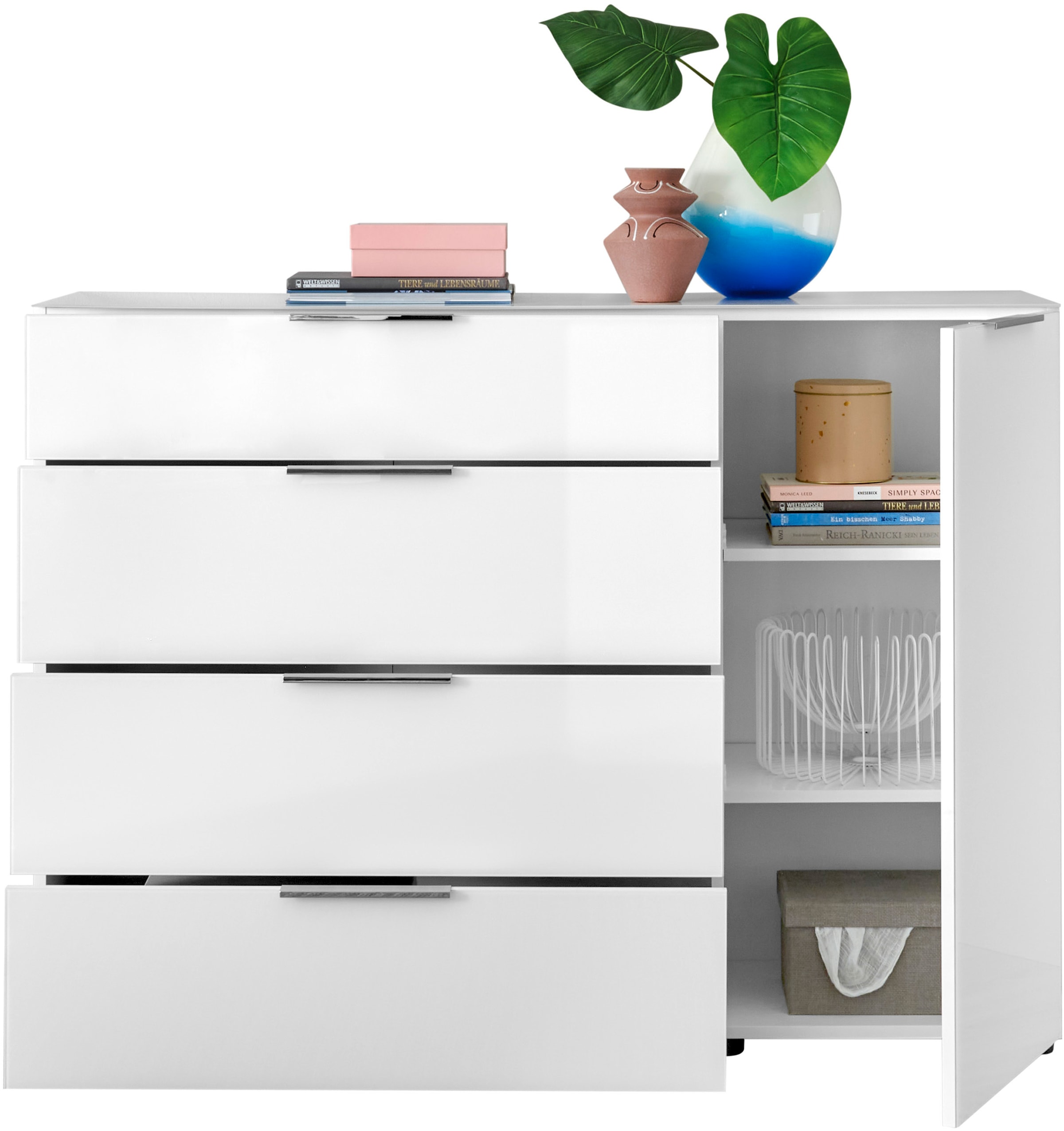 HBZ Kommode »Santorin, BxHxT 135x99x40 cm«, (1 St.), Breite 135cm, Softclose für Türen und Schubkästen, Melaminbeschichtung