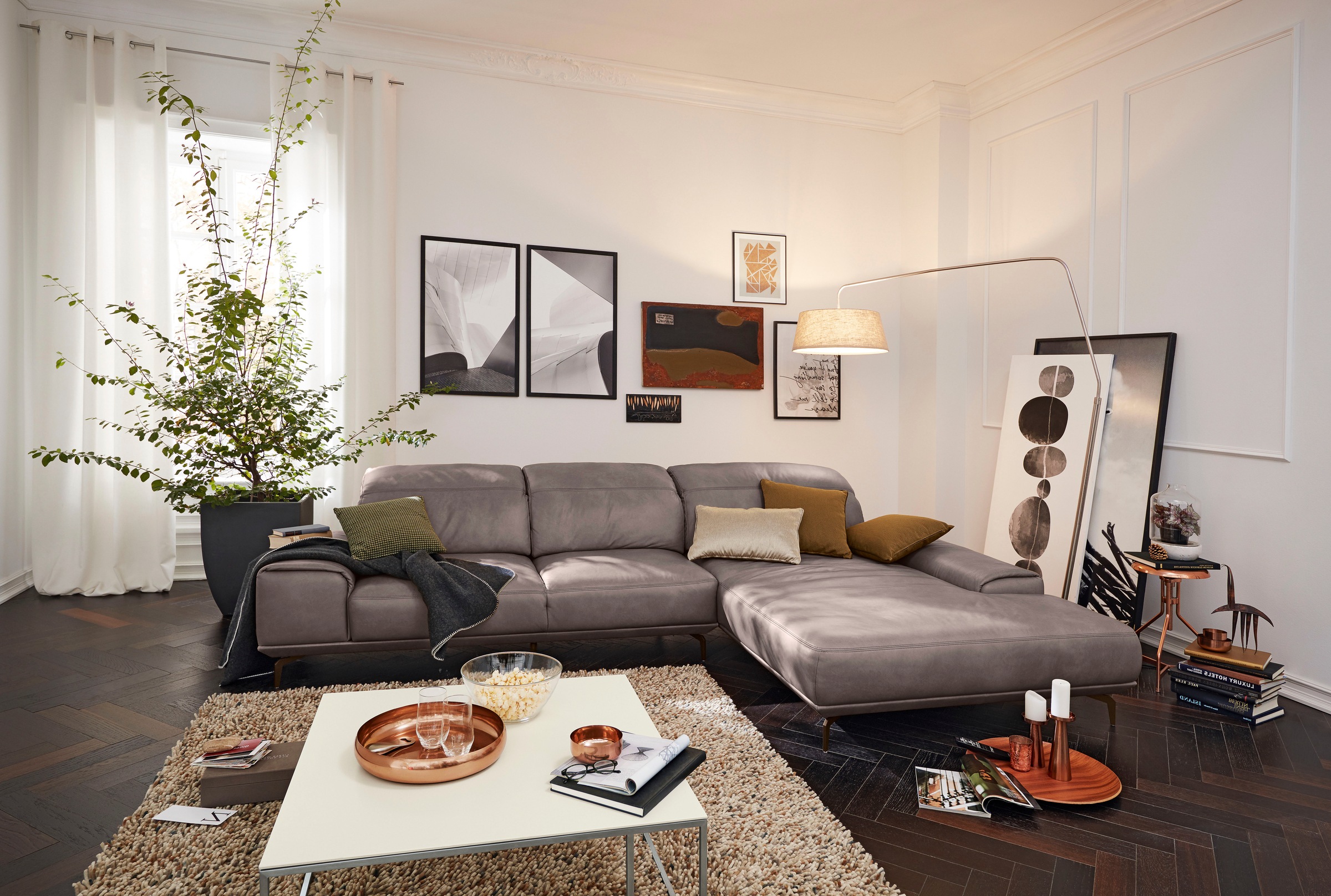 Musterring Wohnlandschaft »MR 2490«, Bronze-Fuß, Sitzhöhe 48cm, wahlweise mit Funktionen, Maße 342 x 207 cm