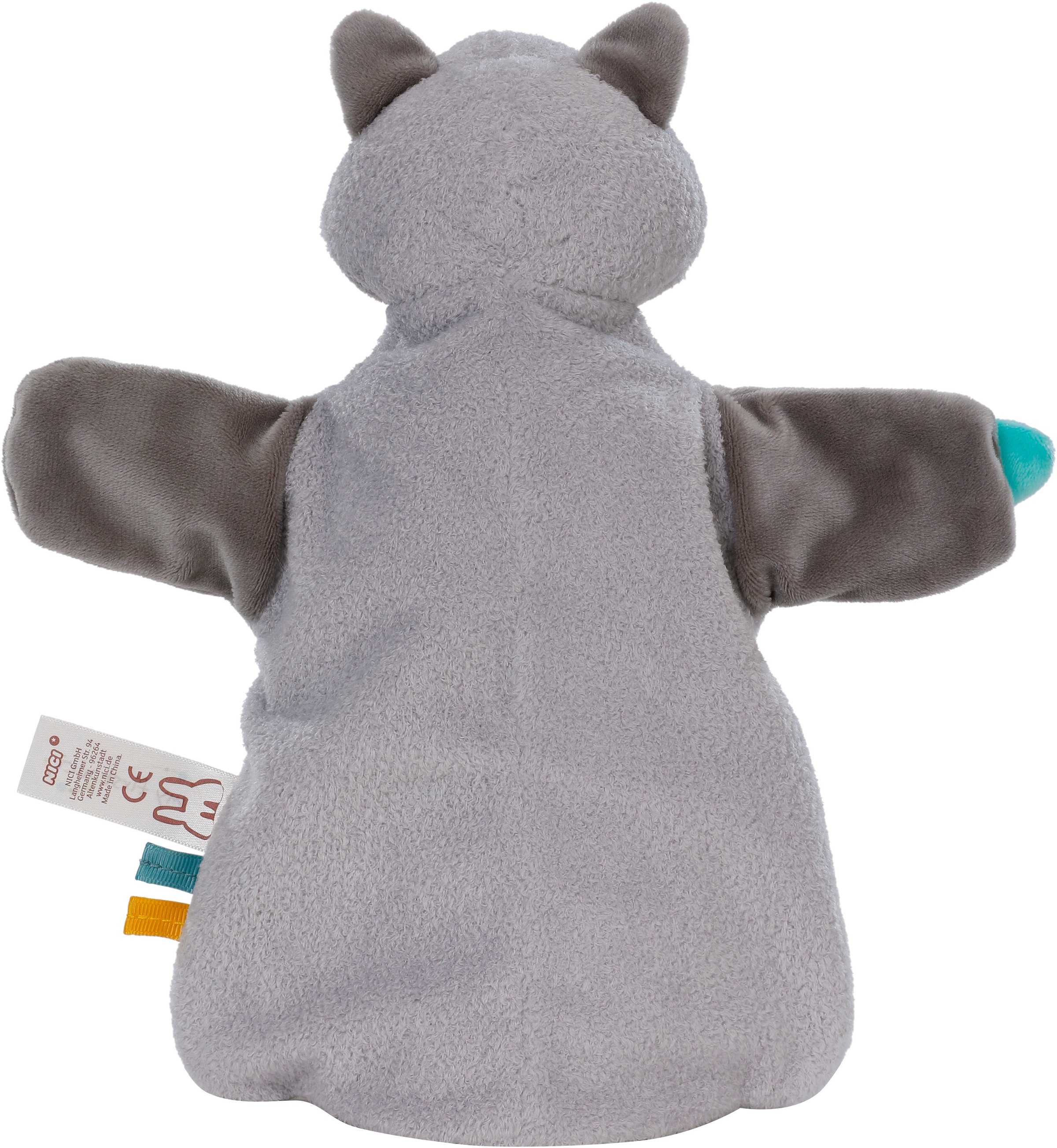 Nici Schmusetuch »My first NICI, Handpuppe Waschbär 2in1 26x25 cm«, sanfte Materialmix aus glattem und geripptem Plüsch