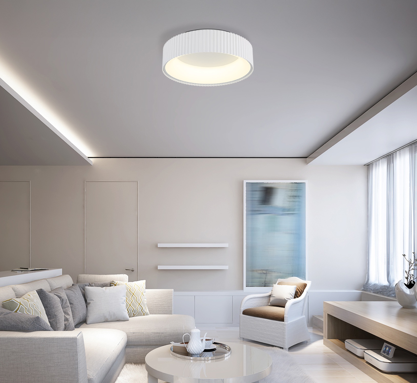 GLOBO LIGHTING Deckenleuchte »KEMP« LED-Modul 1 Stk. LED Deckenleuchte weiß matt, dimmbar, Memoryfunktion, modern