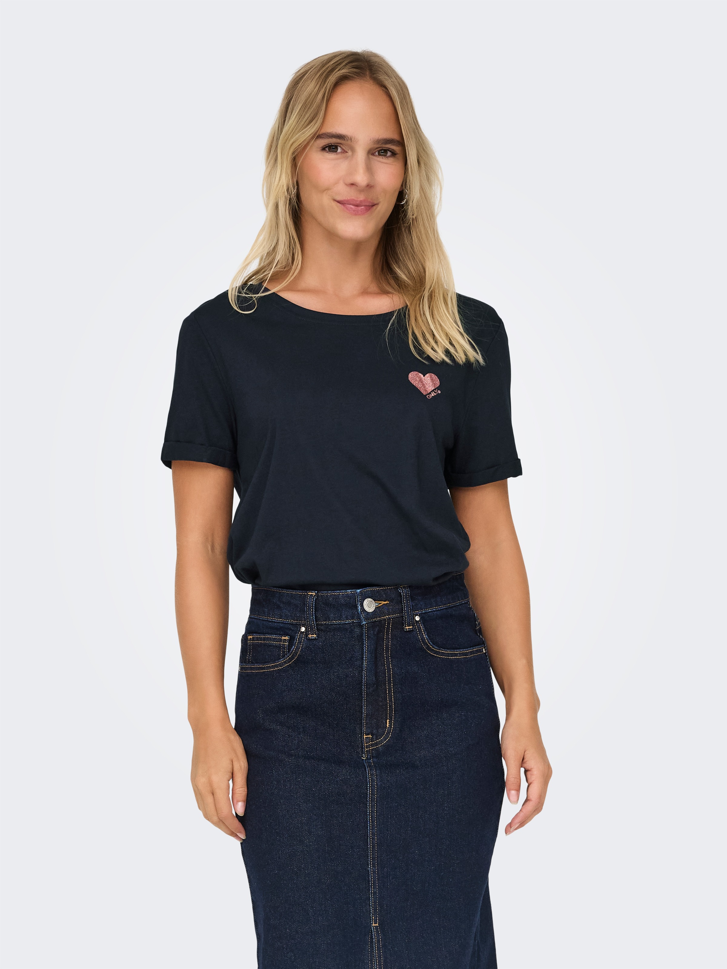 ONLY Kurzarmshirt "ONLKITA S/S LOGO TOP NOOS" günstig online kaufen