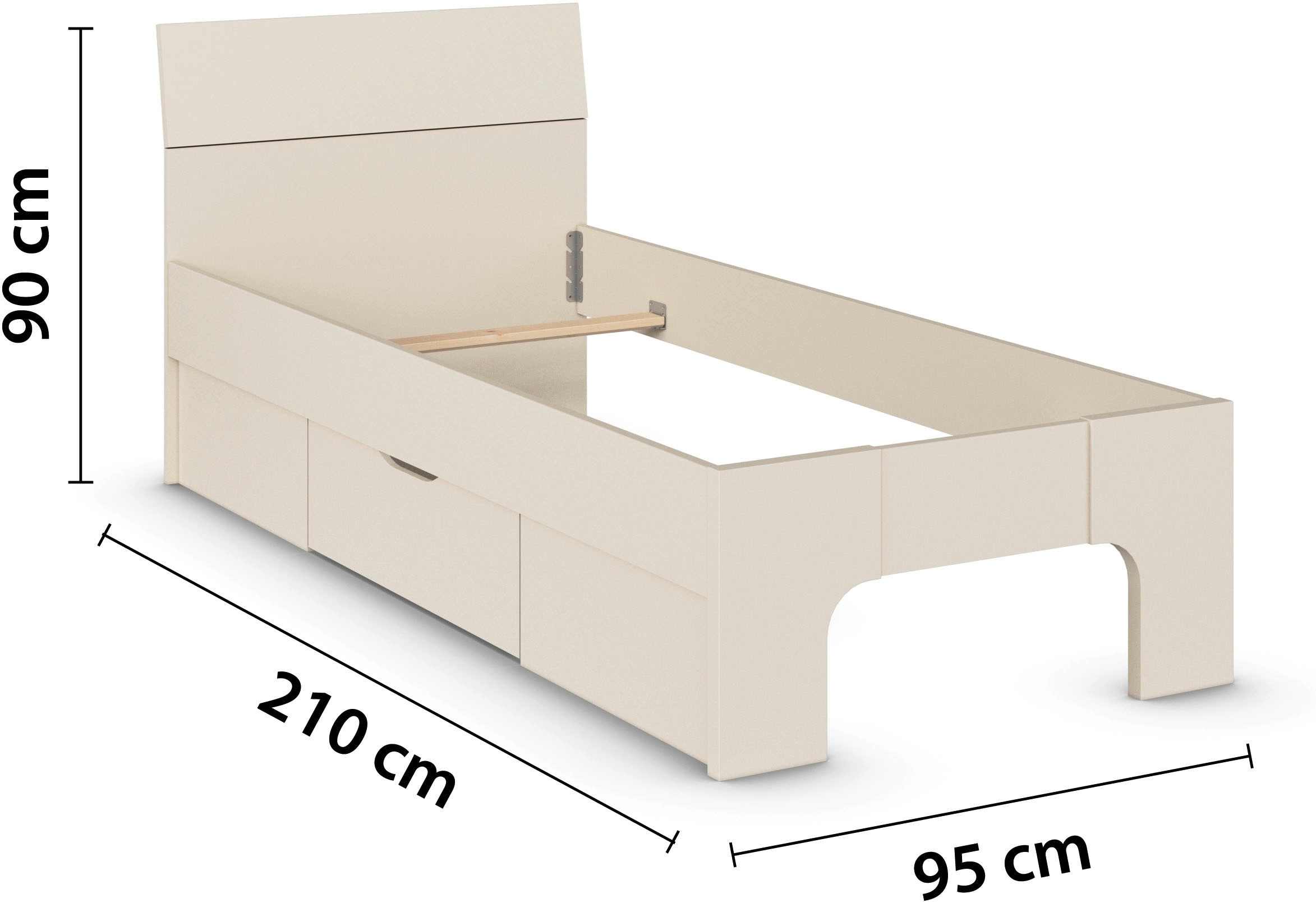 rauch Bett »Einzelbett Doppelbett Stauraum Landhausstil MARLENE Breite 120/140 cm«, (Breite 90x200 cm oder 140x200 cm), in 2 Breiten mit geräumigem Schubkasten MADE IN GERMANY