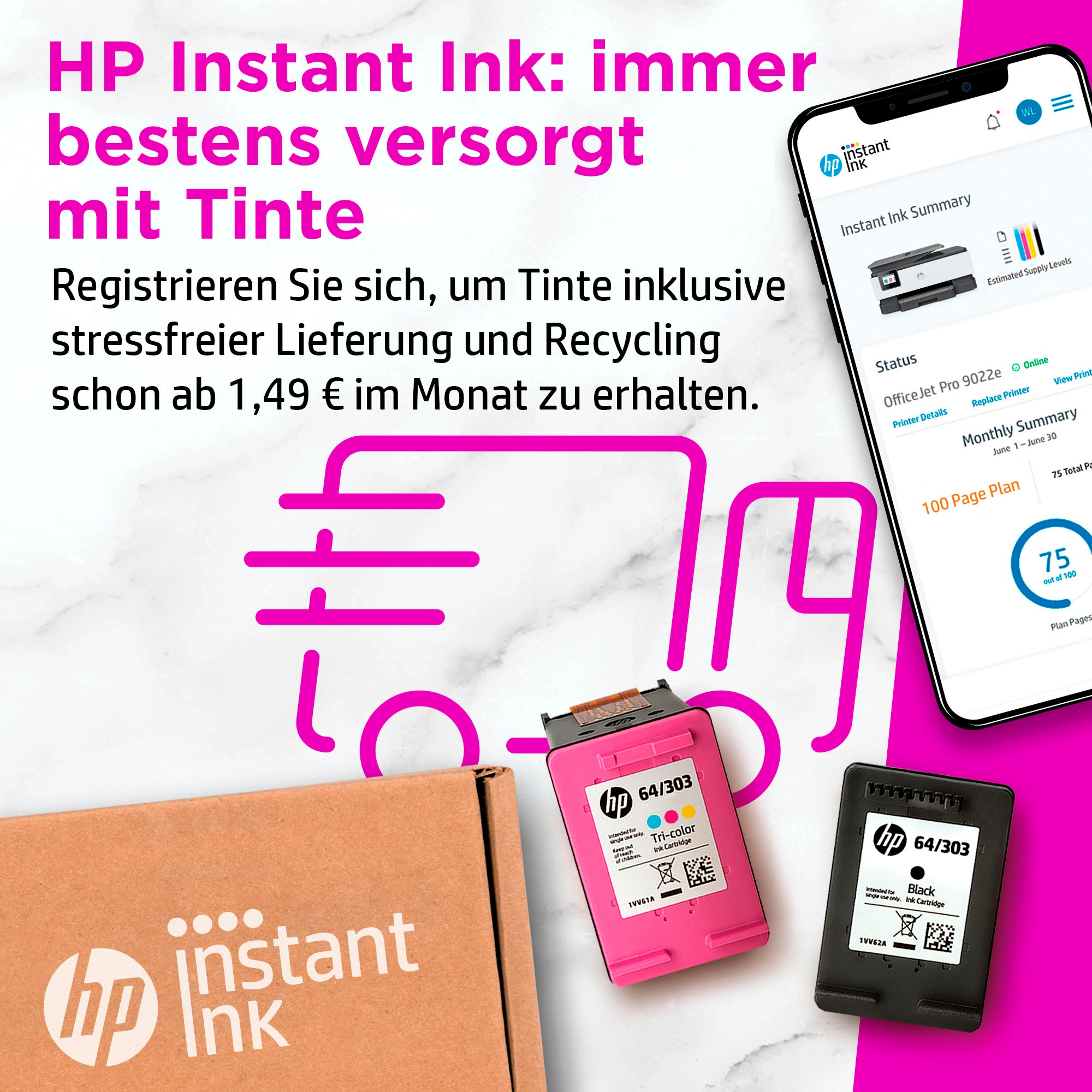 HP Multifunktionsdrucker »OfficeJet Pro 9022e«, 6 Monate gratis Drucken mit HP Instant Ink inklusive