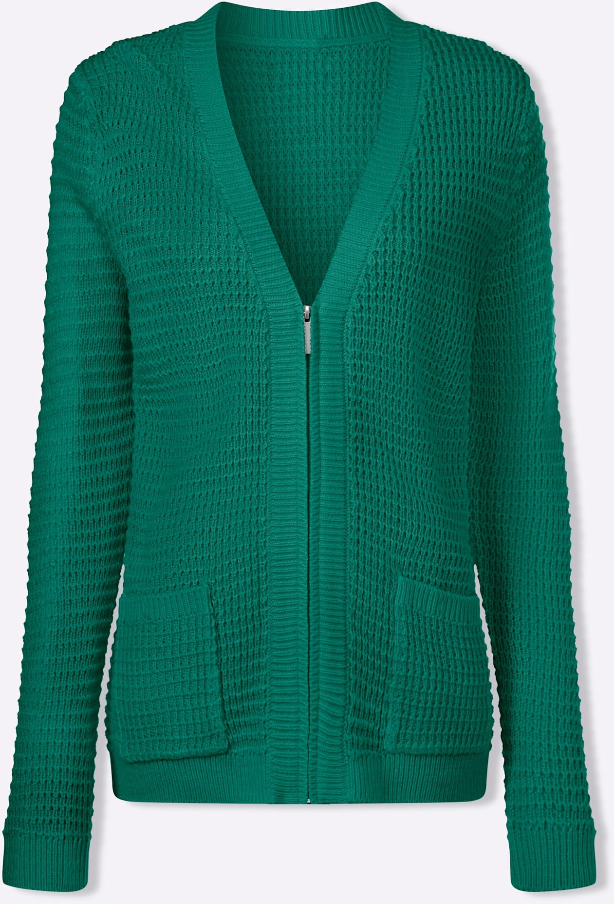 Cardigan CLASSIC BASICS, Damen, Gr. 46, smaragd, 100% Polyacryl, unifarben, Strickjacken 3