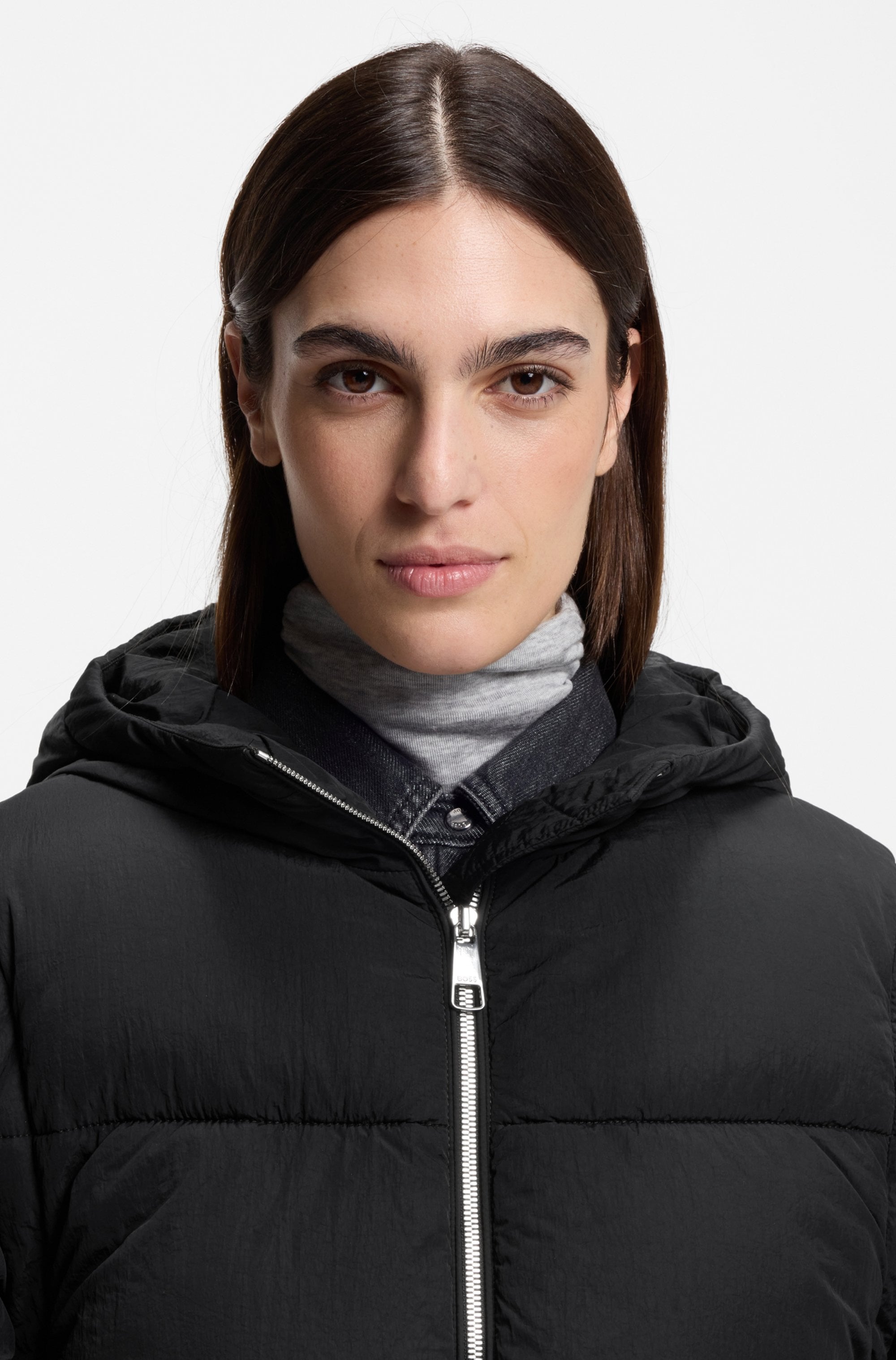 BOSS ORANGE Steppjacke »Polala Premium Damenmode« 2 Stk. tlg. mit Kapuze mit abnehmbaren Ärmeln und Schal