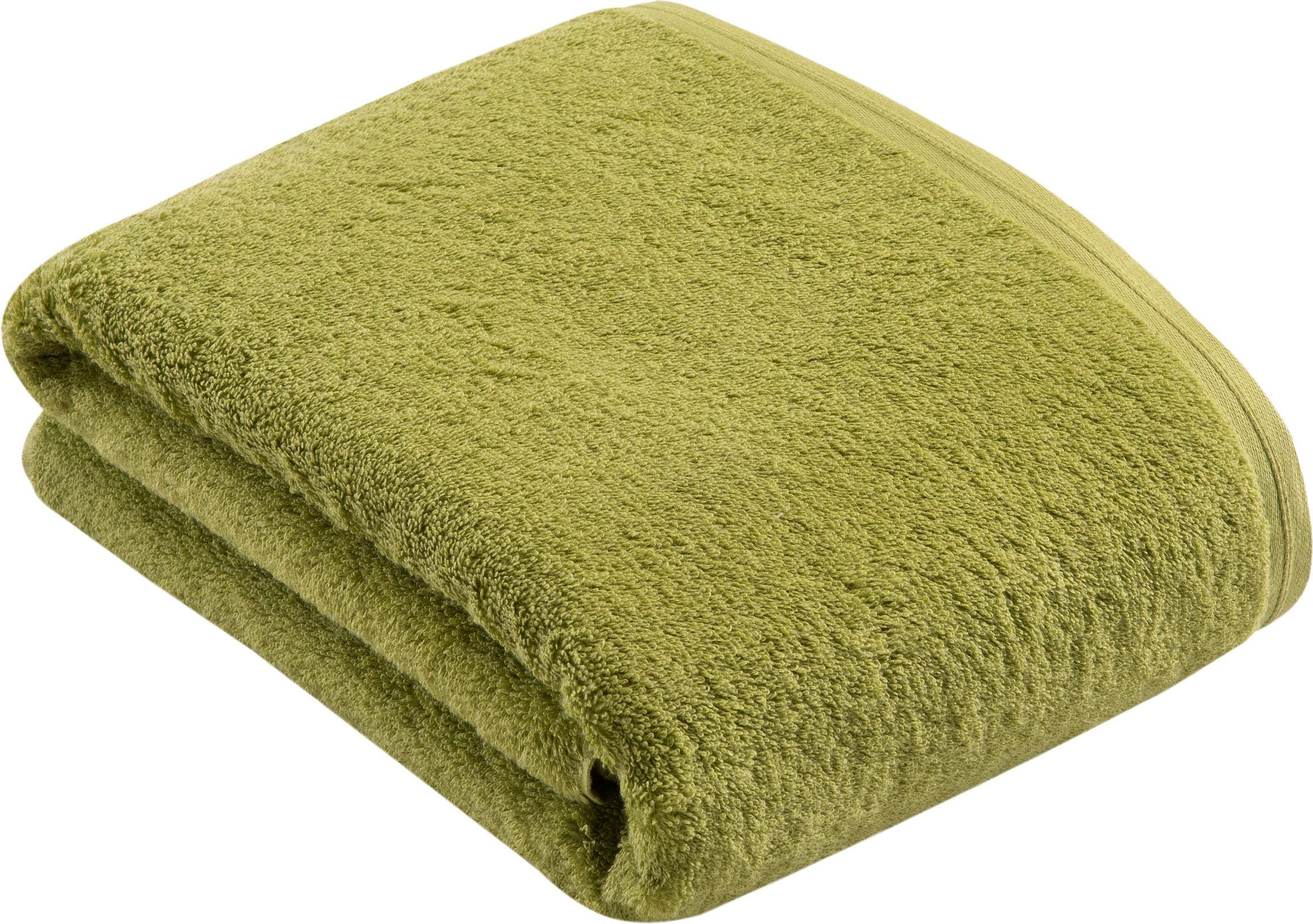 Badetuch VOSSEN, B:100cm L:150cm, grün, Webfrottier, Obermaterial: 100% Baumwolle, Handtücher, "Vegan Life", 100% vegan