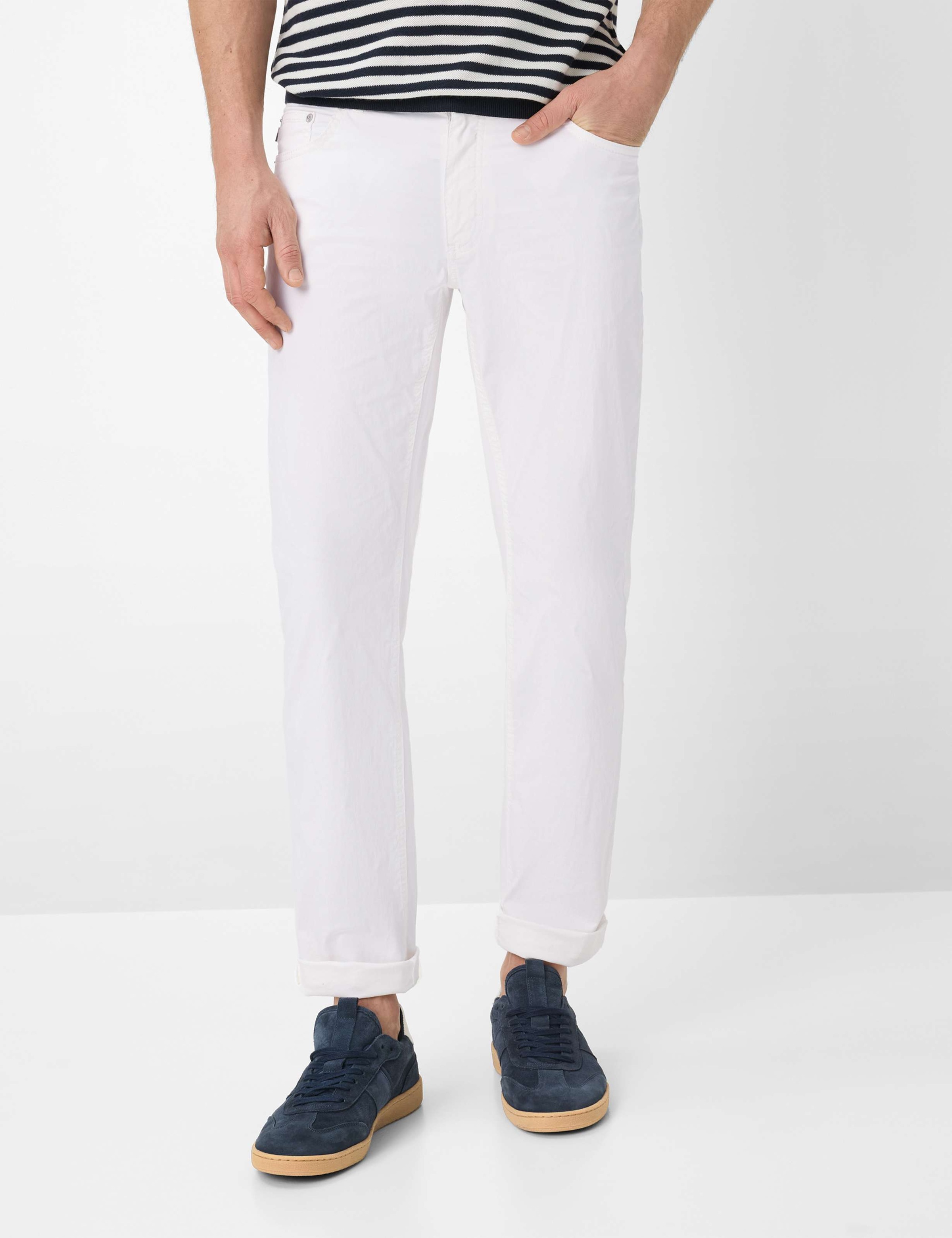 5-Pocket-Hose BRAX "Style COOPER", Herren, Gr. 32, Länge 34, weiß, Web, 97% Baumwolle, 3% Elasthan, Hosen 5-Pocket-Hose