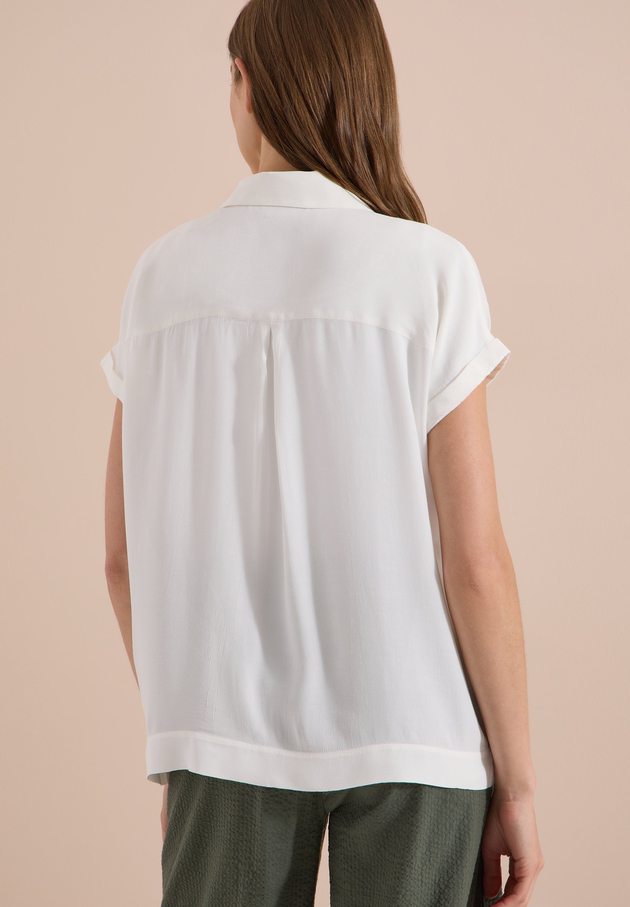 Cecil Hemdbluse Sommerbluse, Kurzarm, weich fließende Viskose