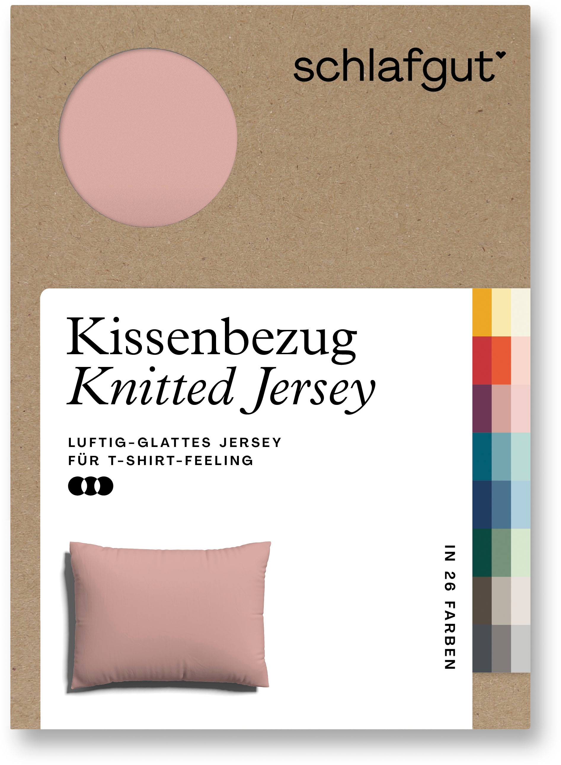 Schlafgut Kissenbezug »Knitted Jersey aus Bio-Baumwolle mit Elasthan, bügelfrei,«, (1 St.), besonders fein gestrickt, Kissenhülle mit farbigem Reißverschluss