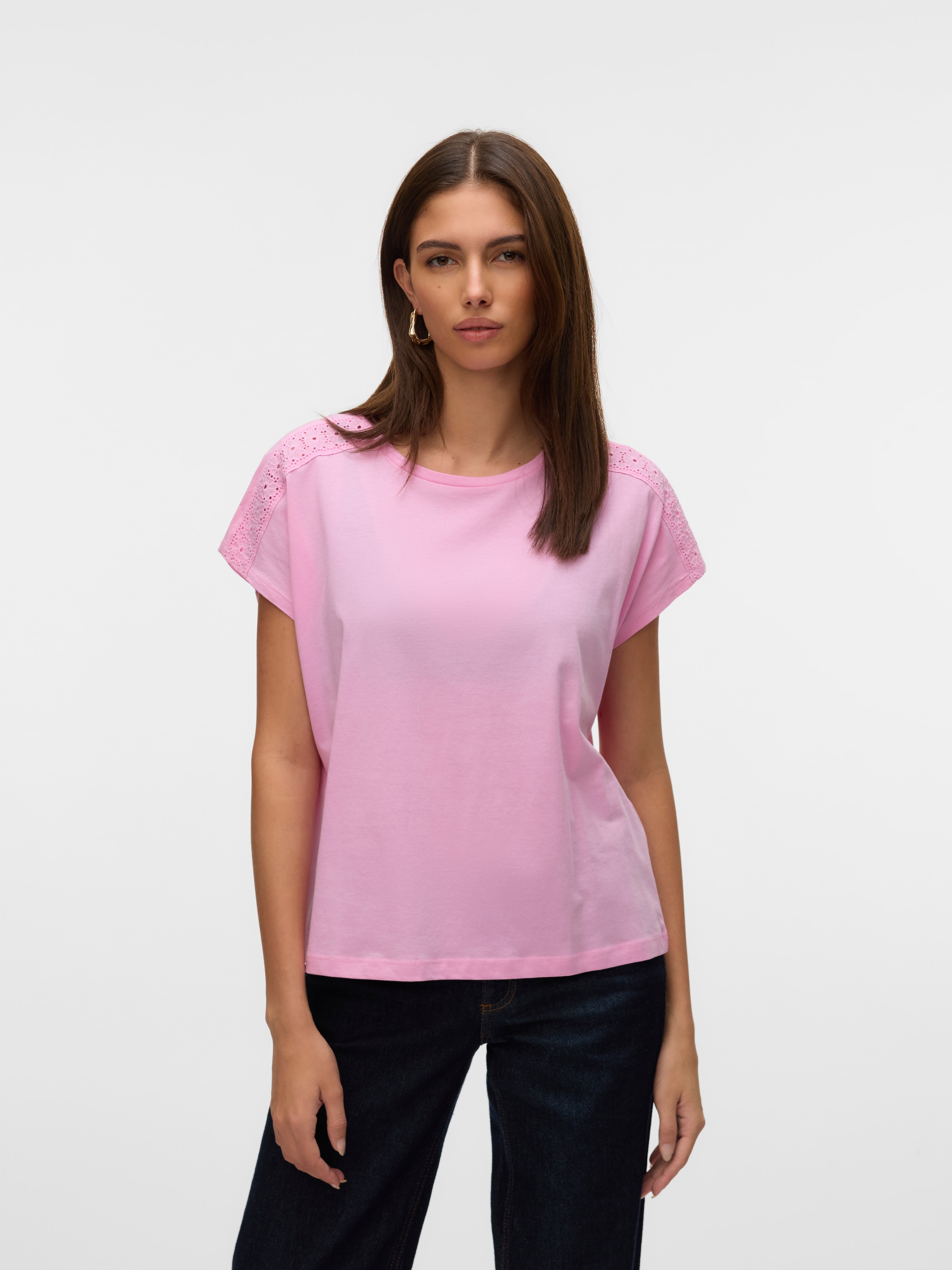 Vero Moda Kurzarmshirt "VMEMMY SS LACE TAPE TOP JRS GA NOOS" günstig online kaufen