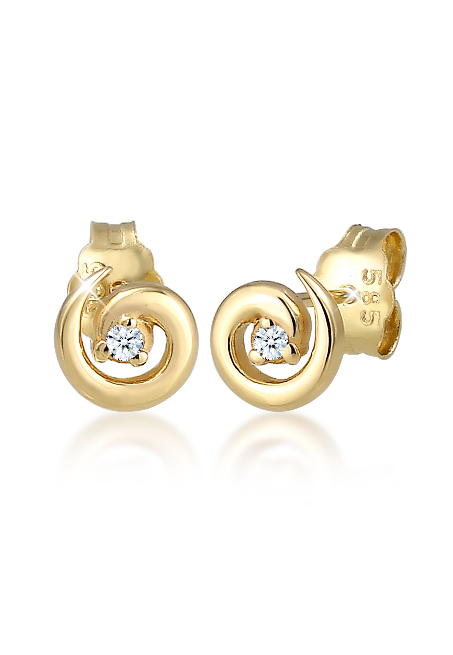 Paar Ohrstecker »Stecker Spirale Diamanten (0.03 ct) 585er Gelbgold«