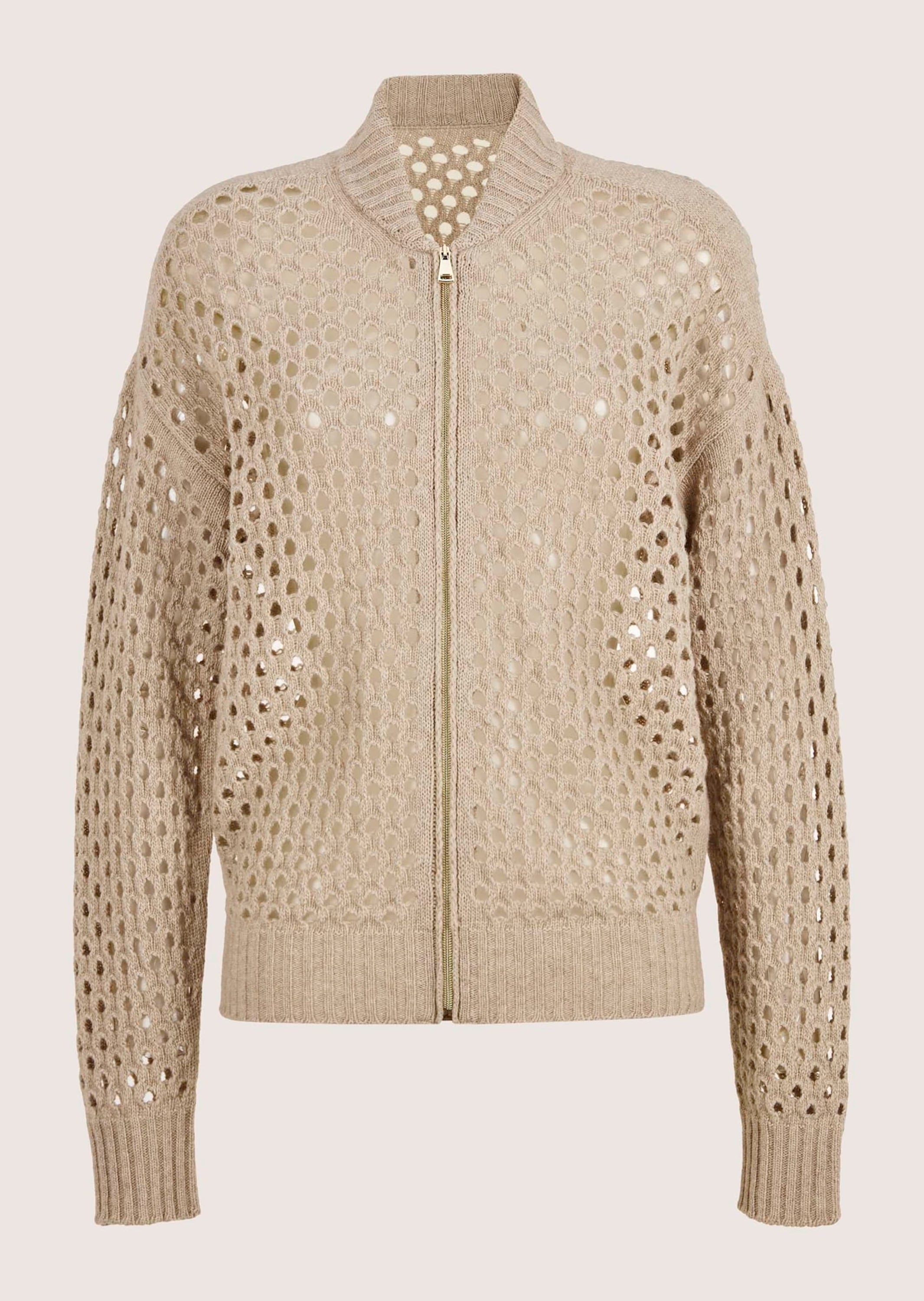 MADELEINE "Cardigan Moderne Strickjacke mit Lochmuster" Allover-Lochmuster